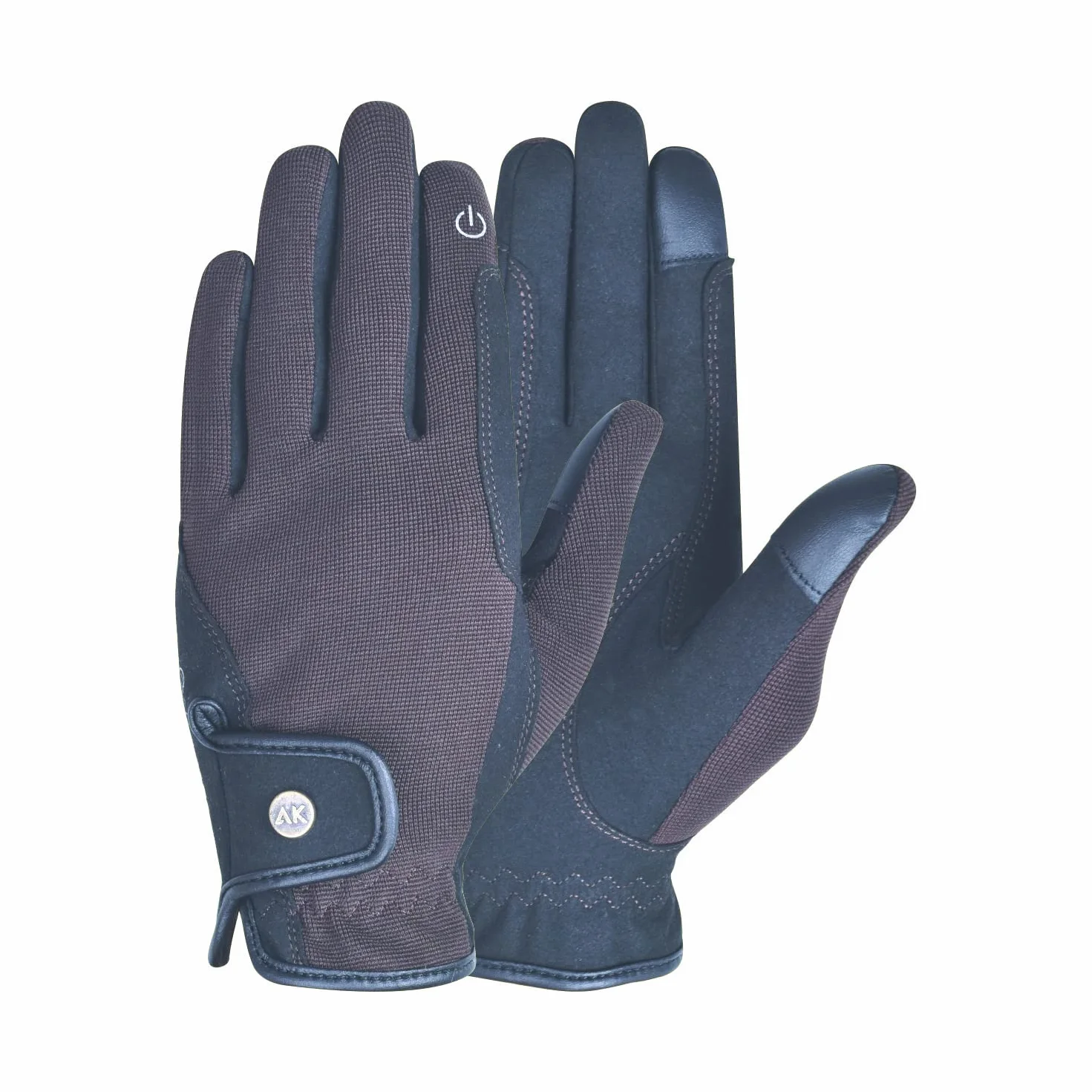 AK Fine Tech Micro Suede Horse Riding Gloves AKRS-8484 Brown 2XS
