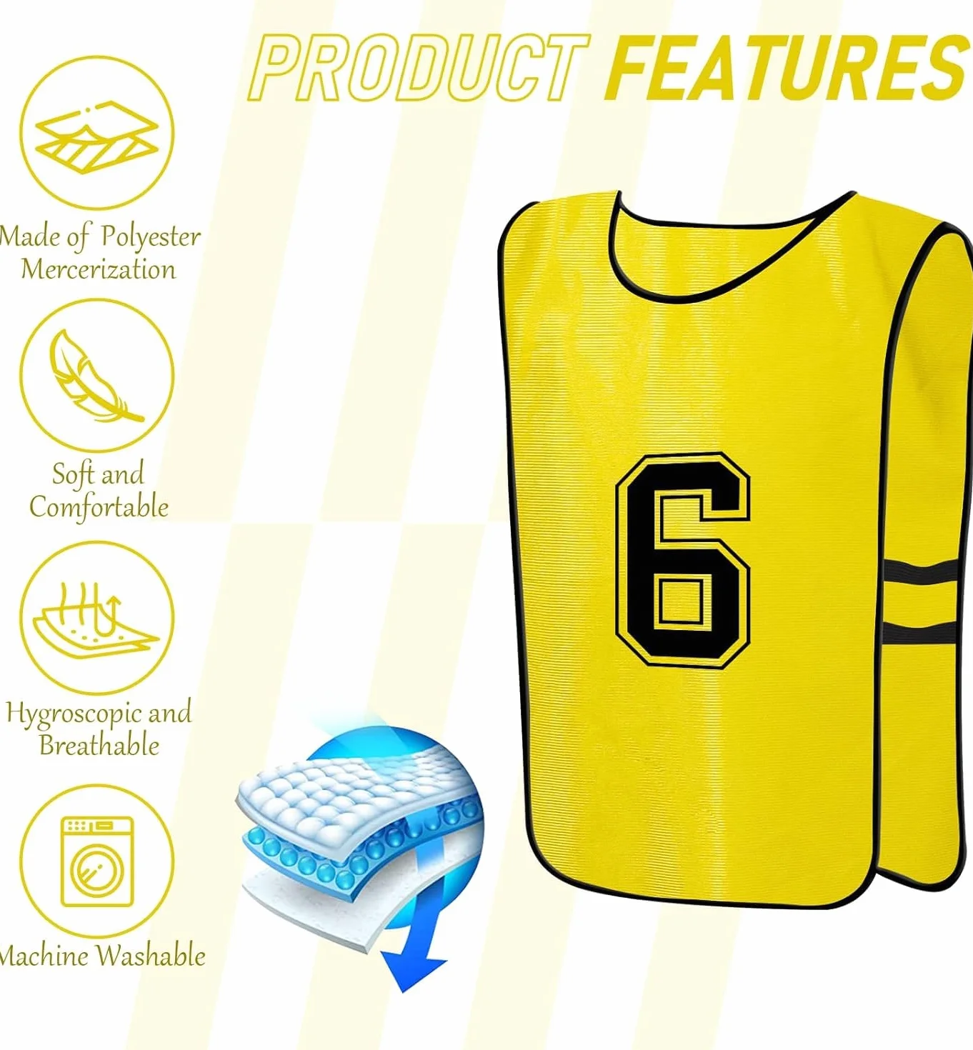 Scrimmage Vest Calcio Pinnies Training Maglie 24 Pezzi Adulti Basket Pallavolo Giallo Verde 47x70cm