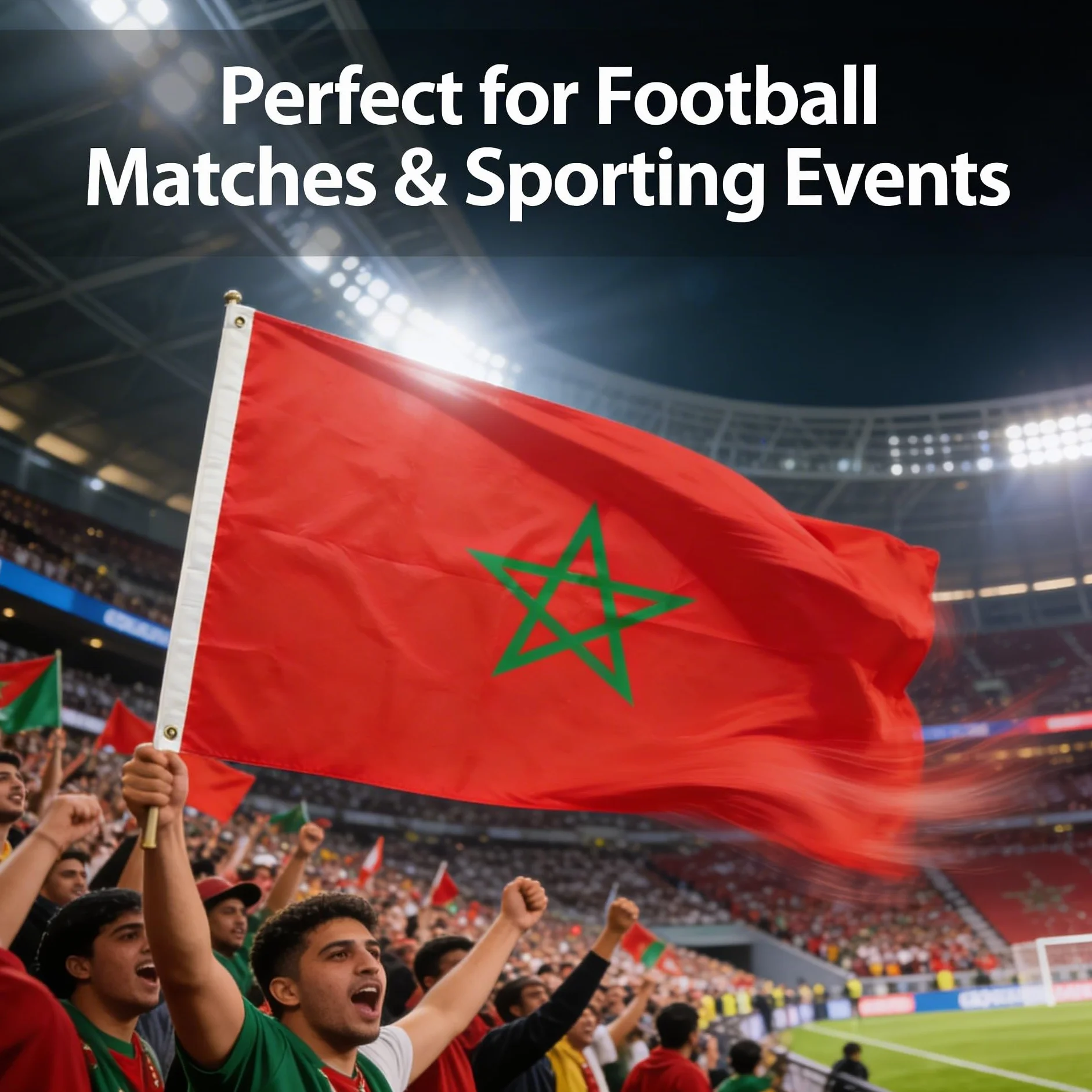 SHATCHI Grande 150 x 90 cm Bandiera nazionale del Marocco Marocco, tessuto di poliestere in ottone, occhielli per la Coppa del Mondo FIFA Football Rugby Sport sostenitore
