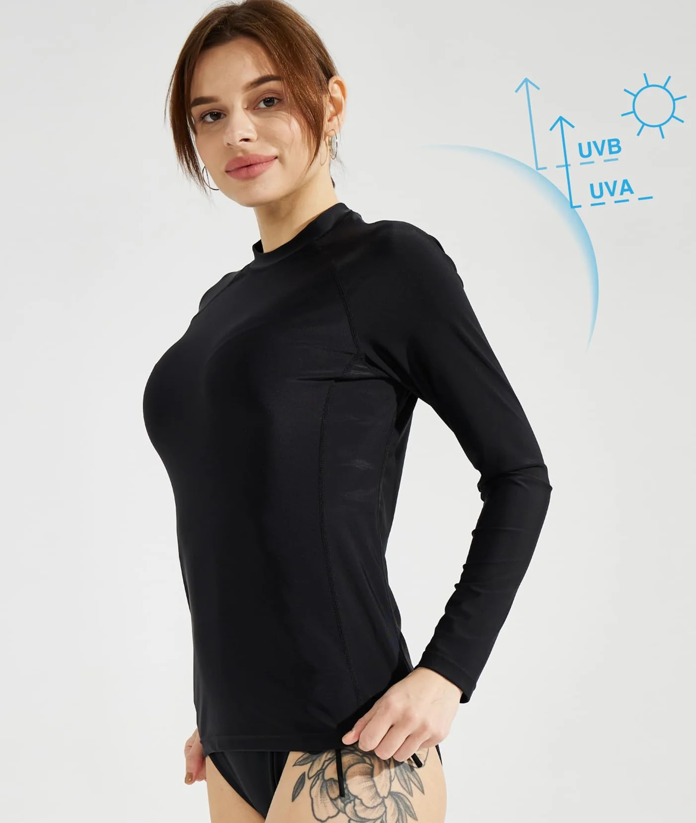 Rash Guard da Donna, Maniche Lunghe, Protezione Solare, Maglia Protettiva Rash Guard per Nuoto Snorkeling Surf