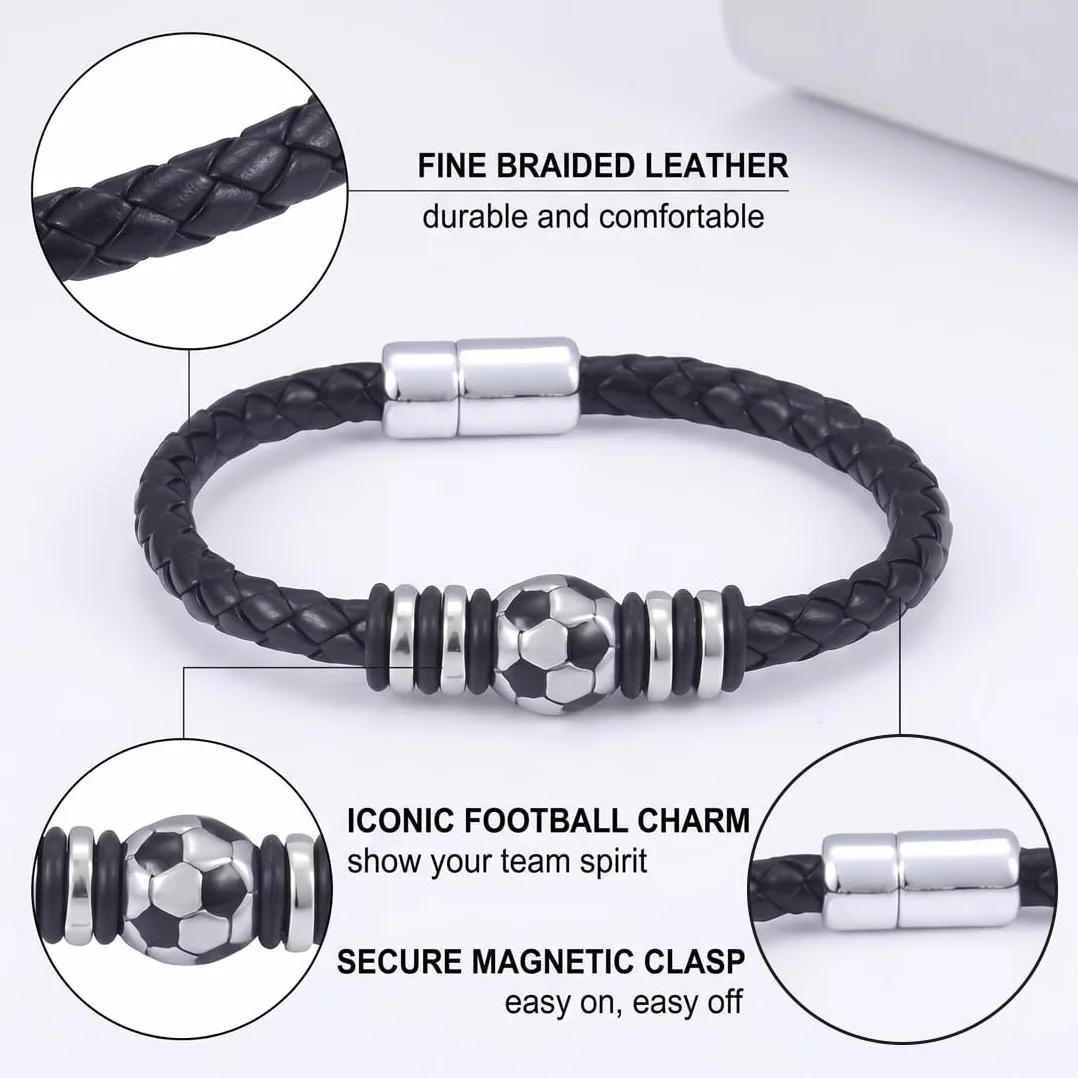 Bracciale da Calcio in Acciaio Inox Regolabile per Ragazzi GXGM