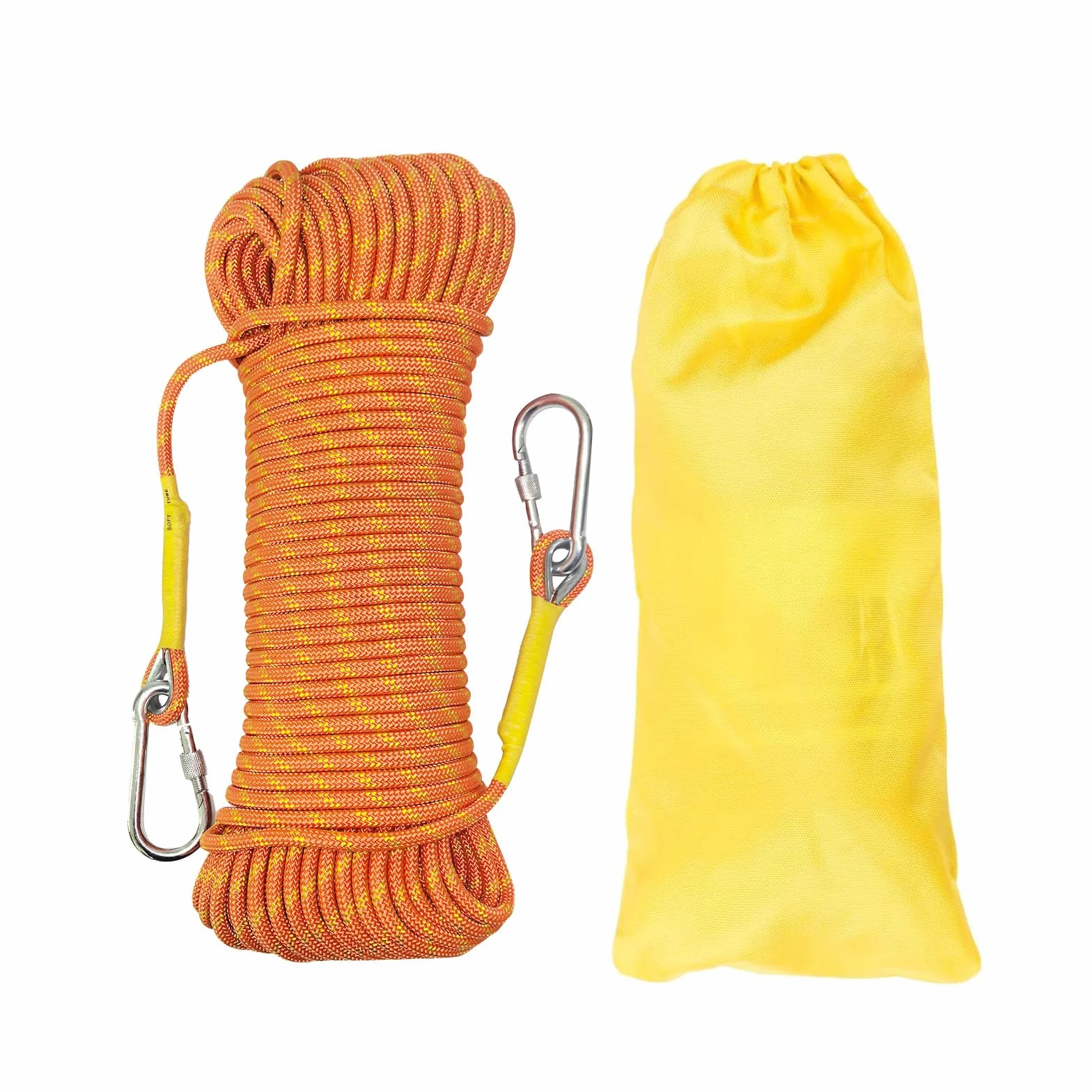 Corda da Arrampicata 10mm 5m 1500kg Carico di Rottura con 2 Moschettoni per Alpinismo