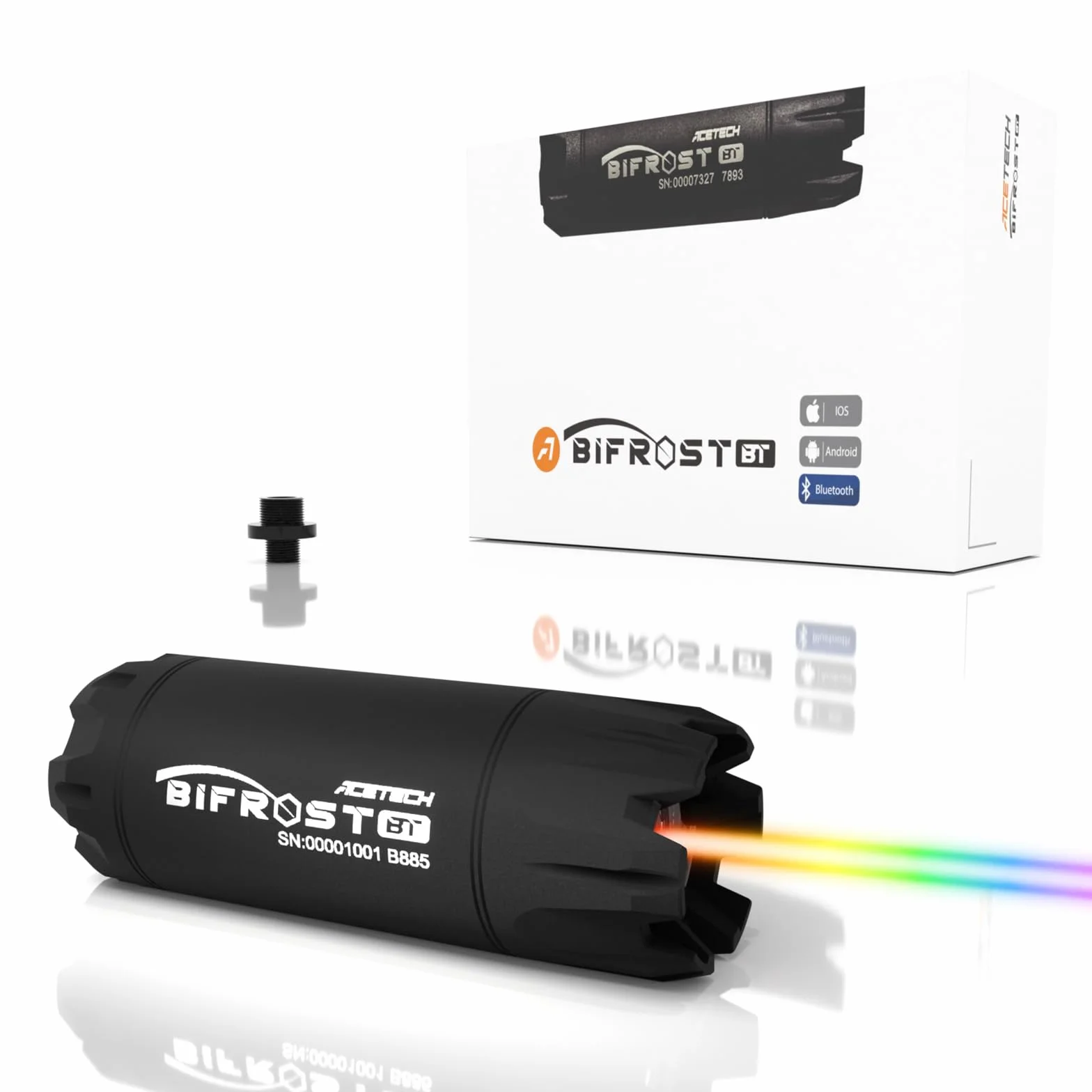 ACETECH Bifrost BT Trace Unit, Controllabile tramite applicazione, Effetti Flash Multicolore (RGB), Compatibilità con BB Luminose, Filettatura CCW 14 mm, Ricaricabile