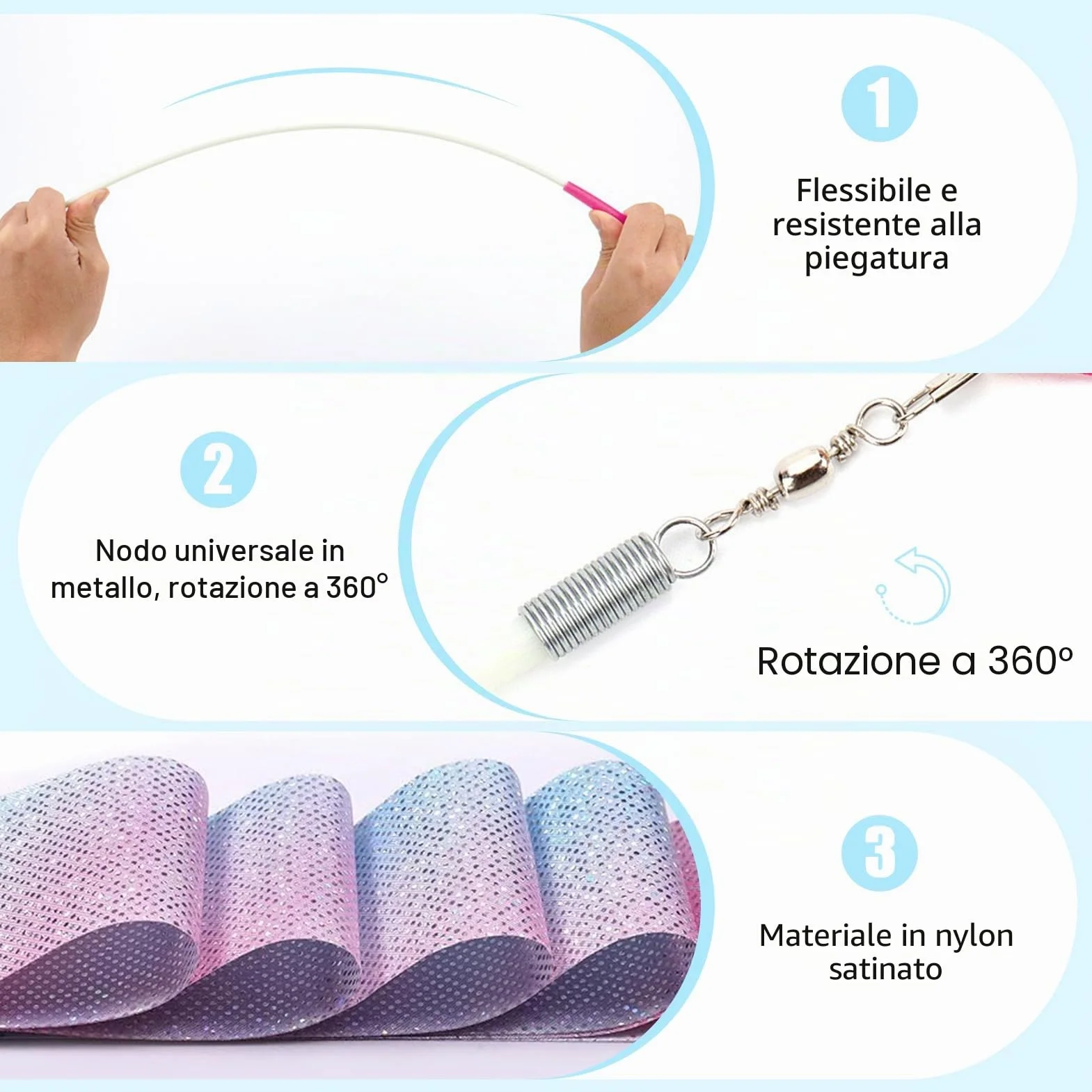 Nastri da Ballo 2 Pezzi 4 m Nastro Ginnastica Ritmica Dance Ribbons Bacchetta per Allenamento Artistico