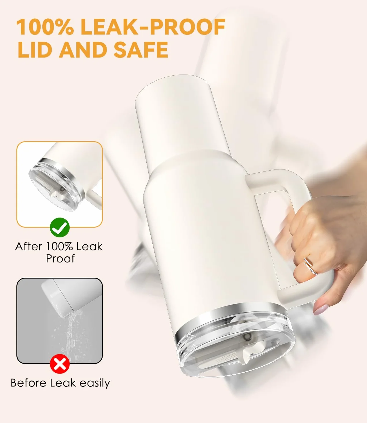 Coperchio per Stanley Quencher 30 oz, Coperchi in PC Antigoccia con Cannuccia Pieghevole, Bianco
