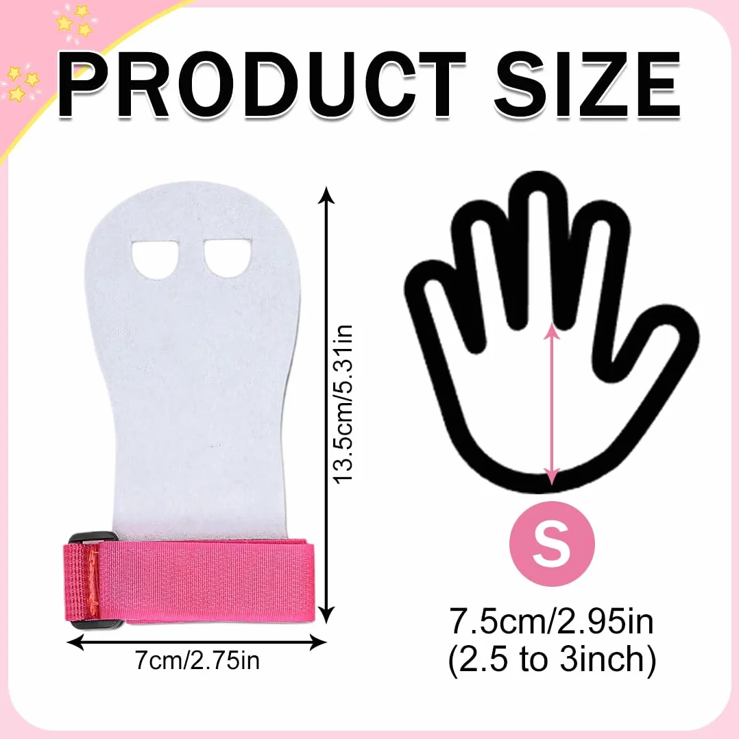 Manopole da ginnastica antiscivolo con cuscinetti, guanti per barra orizzontale bambini, polsiere sportive fitness rosa