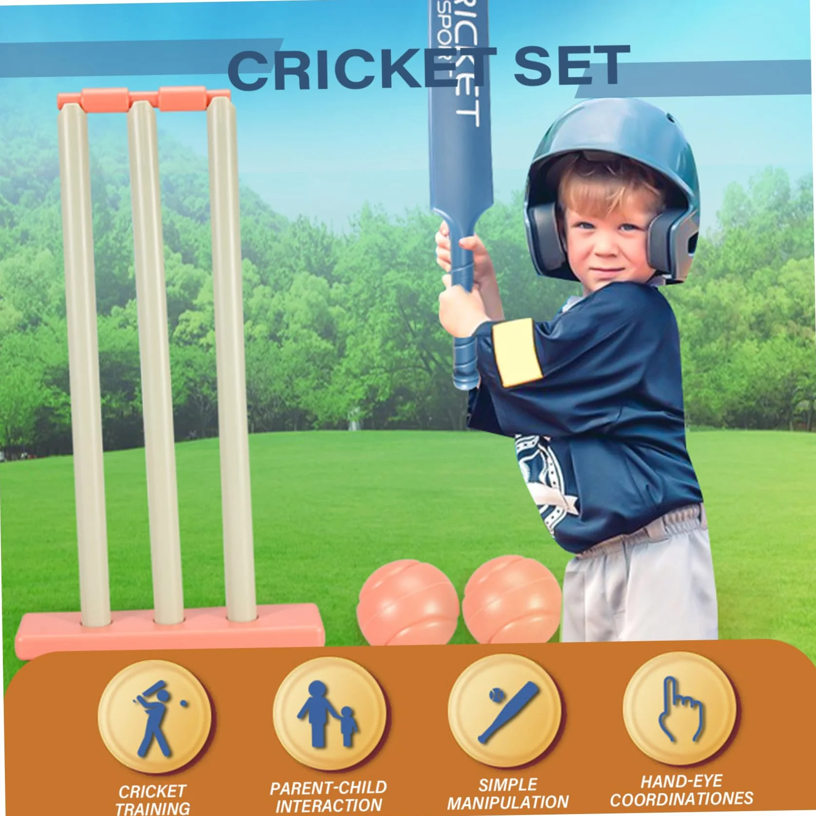 Yeory Set da Cricket per Bambini, Kit con Mazza ABS, Regalo di Cortile