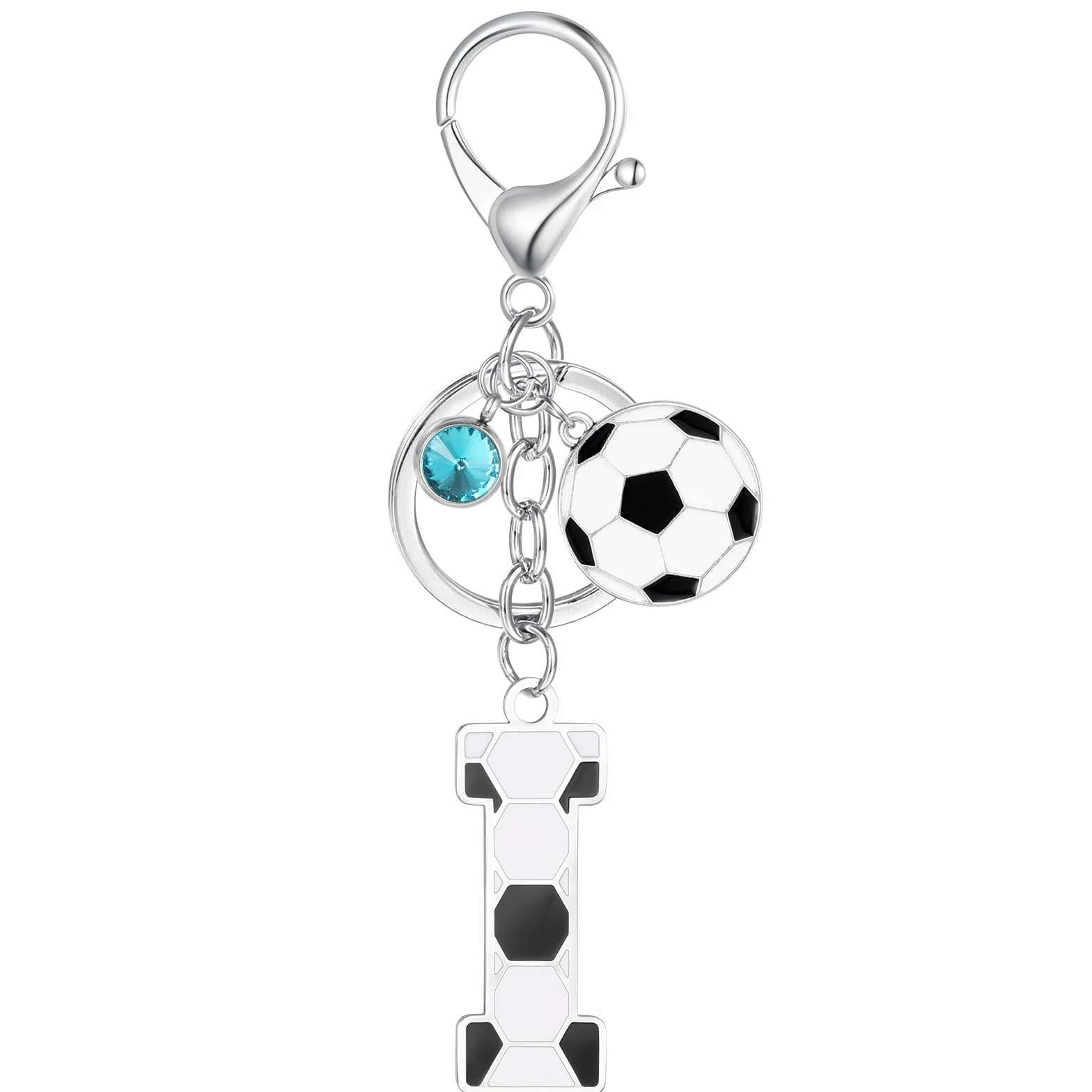 MWOOT Portachiavi Calcio Lettera Iniziale Alfabeto con Ciondoli Sport Regalo per Amanti