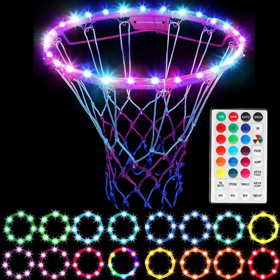 KENANLAN Luci LED per Canestro da Basket Campo da Basket con Telecomando Luce a LED 4 modalità 16 Colori Impermeabile per Allenamento Notturno All'aperto
