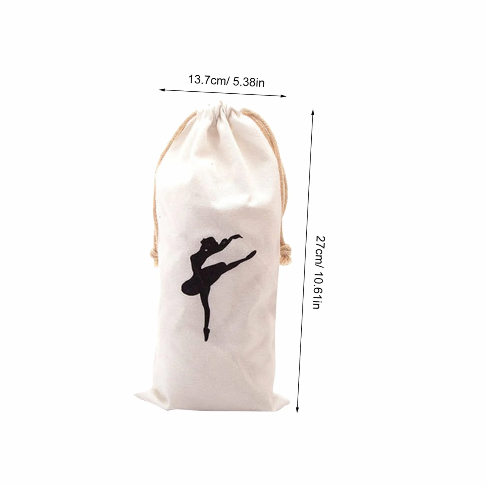 Borsa Porta Scarpe da Punta in Tela Bianca con Coulisse per Danza Classica e Balletto Sacchetto per Scarpette 10.6x5.1 Pollici
