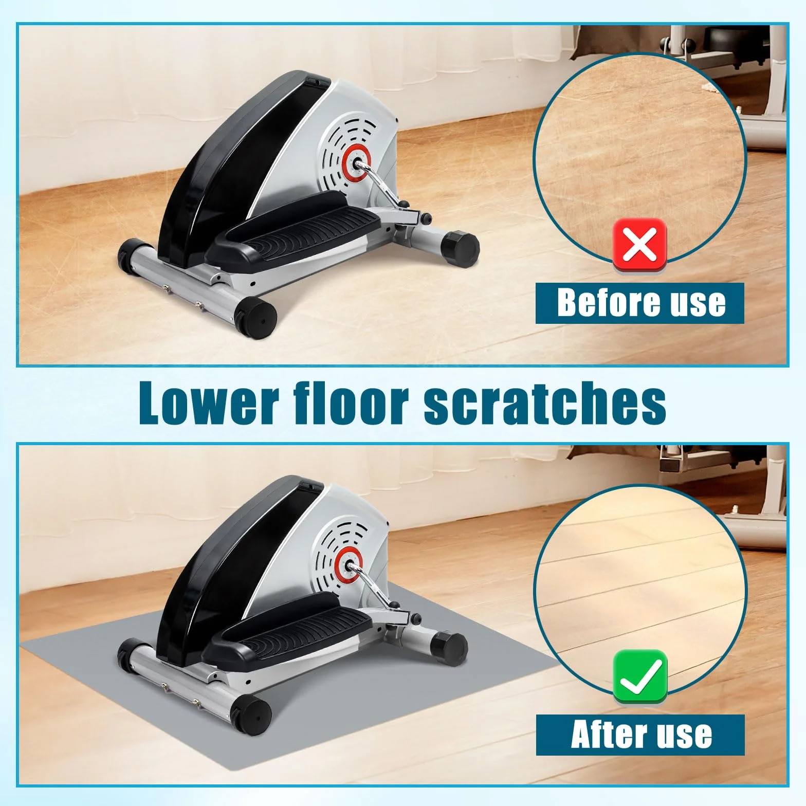 Tappetino Antiscivolo per Esercizi Gambe con Fascia 60x55 cm