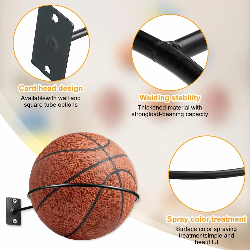 mizikuu Supporti da Parete per Pallacanestro, 10 Pezzi Supporto per Pallone da Calcio con 20 Viti Universale Supporti da Parete per Pallone in Metallo per Pallacanestro, Calcio, Pallavolo, Rugby, Nero