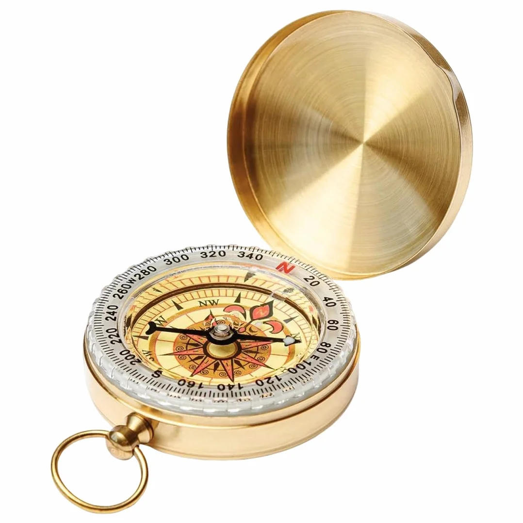 Bussola Professionale Impermeabile con Luminosità Notturna Integrata, Bussola per Navigazione, Portatile, Vintage, Tascabile
