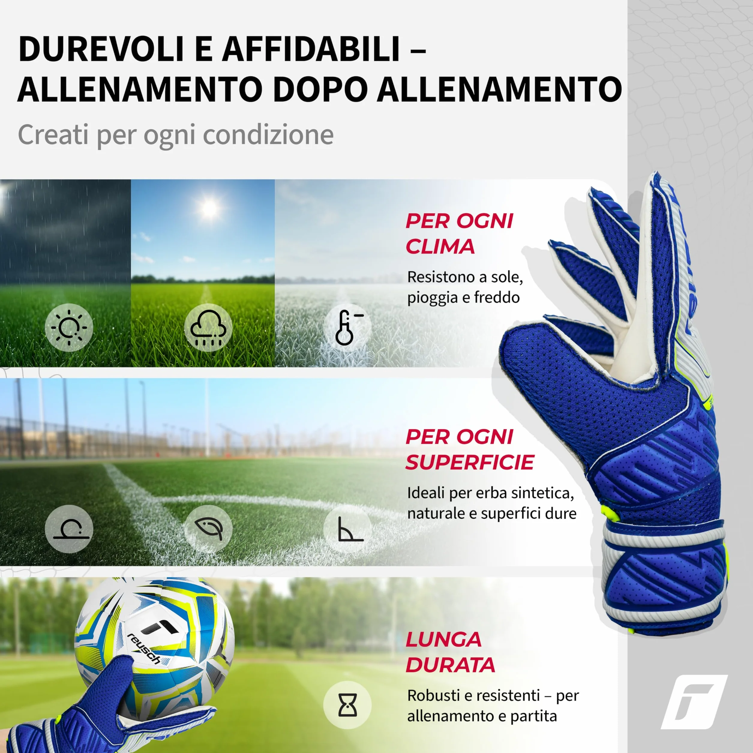 Reusch Attrakt Solid Junior Guanti da portiere|Bambini 5–16 anni|Presa sicura con lattice|Calzata comoda e fascia avvolgente|Traspiranti e resistenti|Allenamento e partita