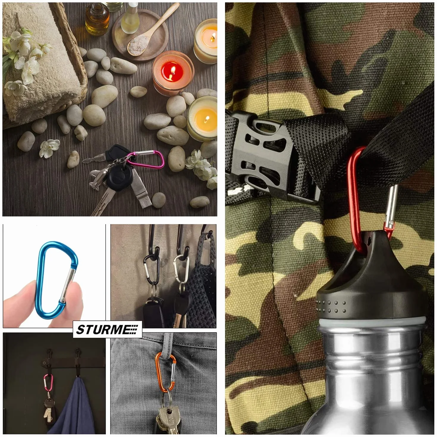 Moschettoni ad Anello a D 55 Pezzi Multicolore per Arrampicata Campeggio Pesca