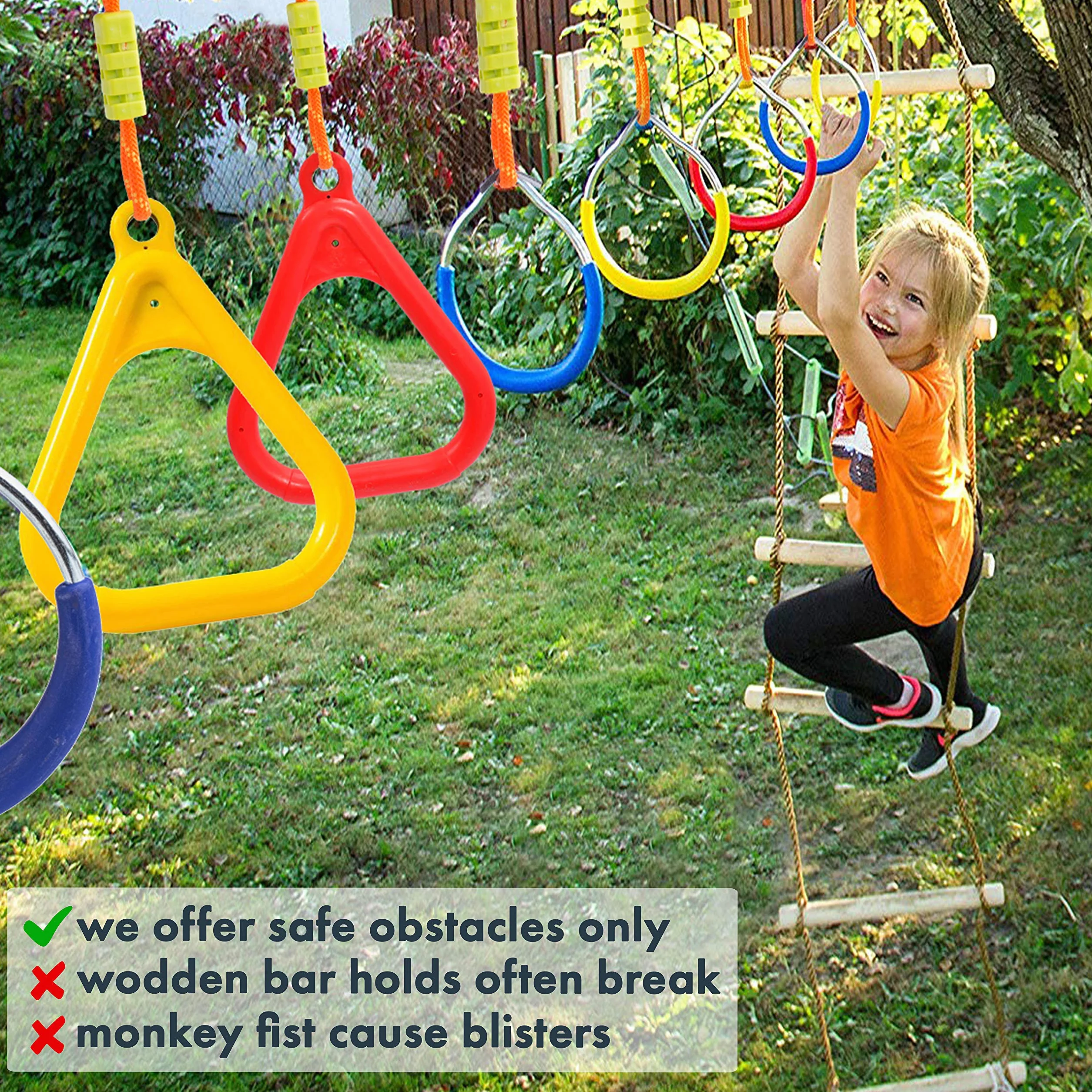 Cateam Ninja slackline Accessori Anelli per ginnastica triangolare Set di 2 con moschettoni