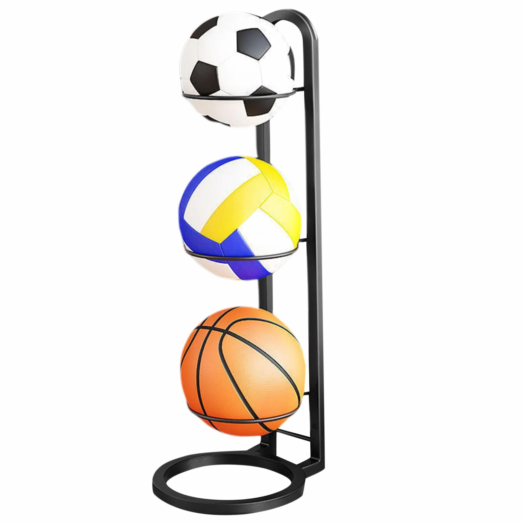 Porta da Basket in Acciaio a 3 Strati, Supporto a Sfera Verticale per Display da Casa