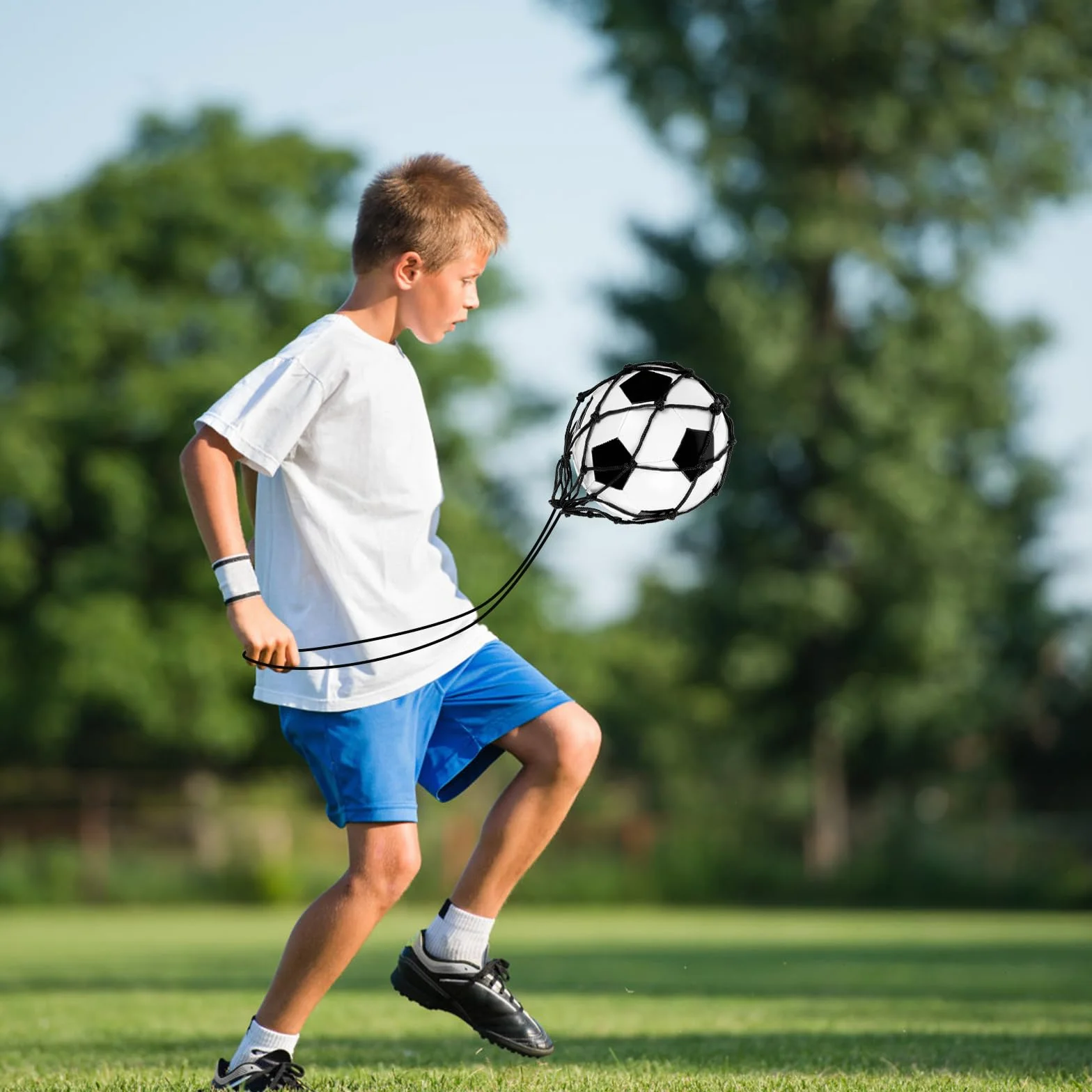 Set 2 pezzi da allenamento calcio con rete regolabile accessori esercizi misure 3 4 5