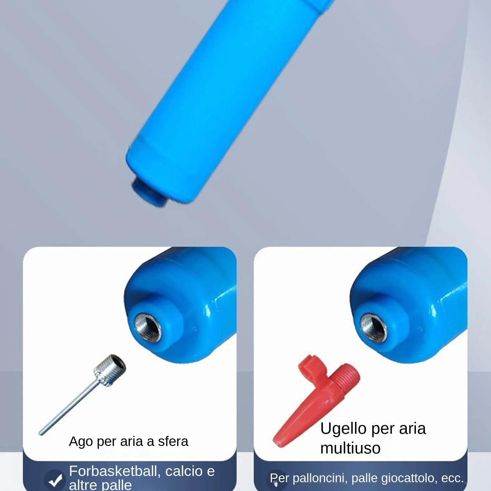 Pompa ad aria manuale portatile per palloni sportivi con ago