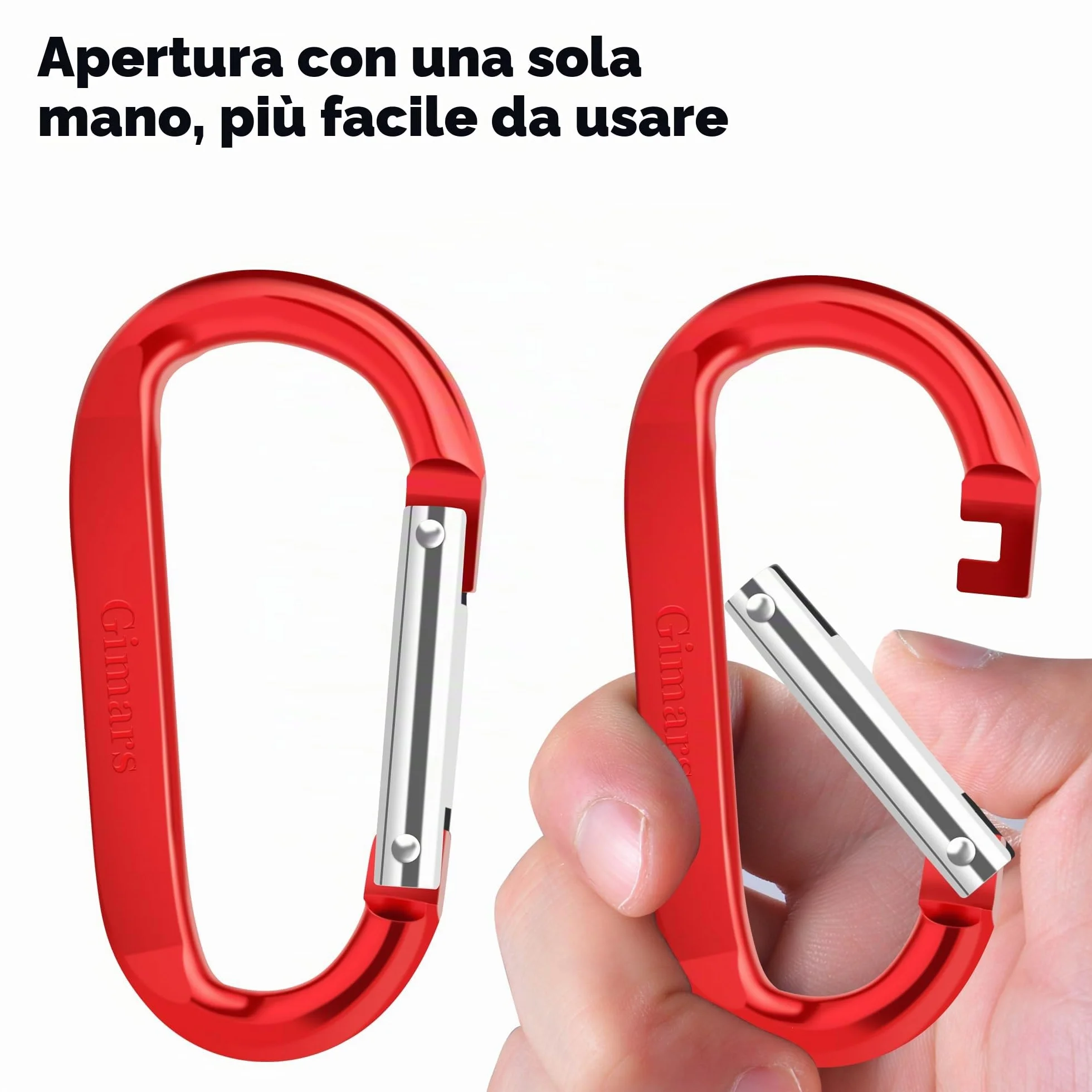 Gimars 8cm 10 Pz Moschettoni Portachiavi con Chiusura a Molla in Lega di Alluminio D Forma Gancio per Campeggio Trekking