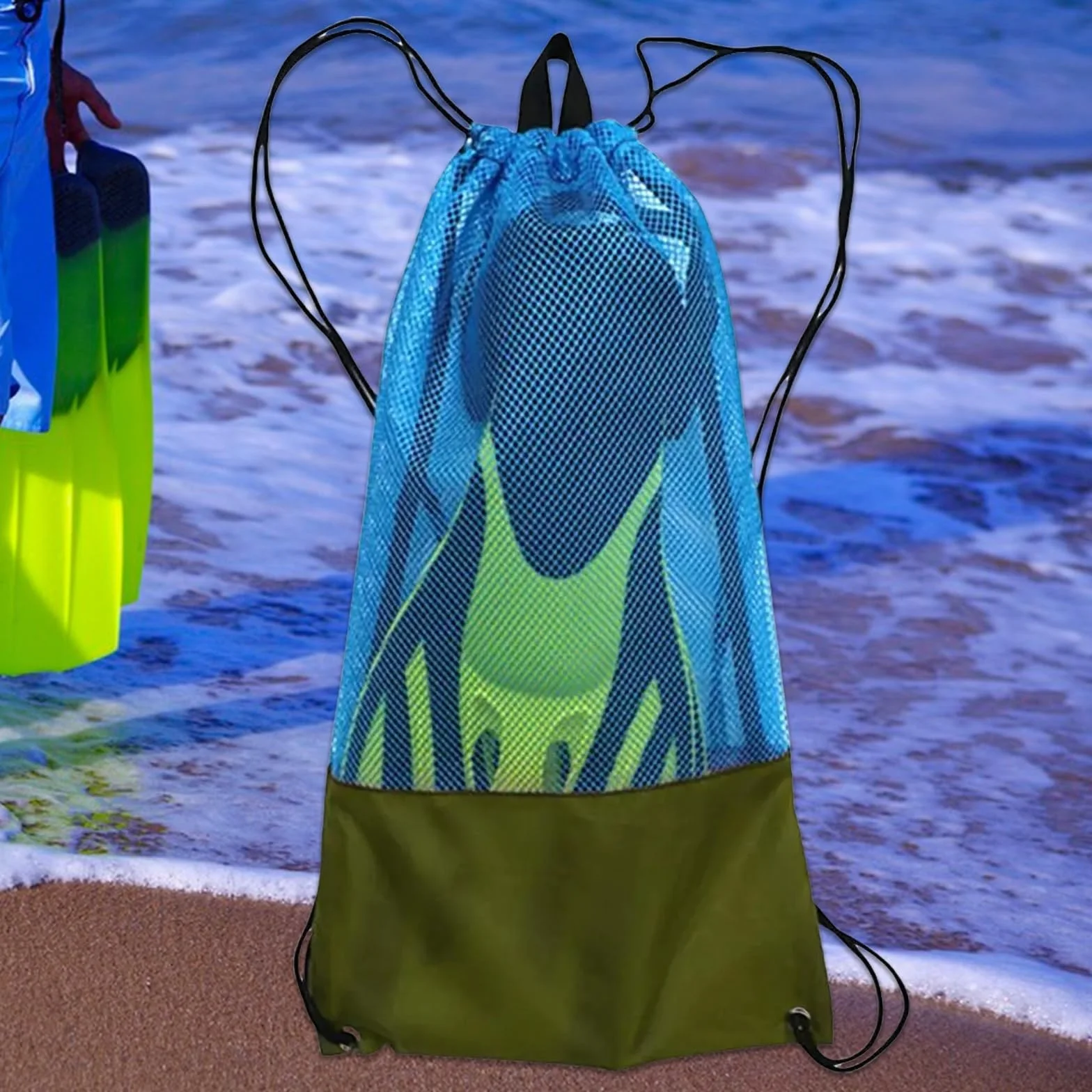 Borsa da nuoto in nylon resistente con coulisse per uomo donna bambino attrezzatura subacquea
