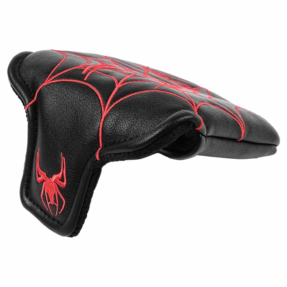 Copertura mazze da golf, ricamo ragno nero rosso, magnetico, poliuretano 12x13 cm
