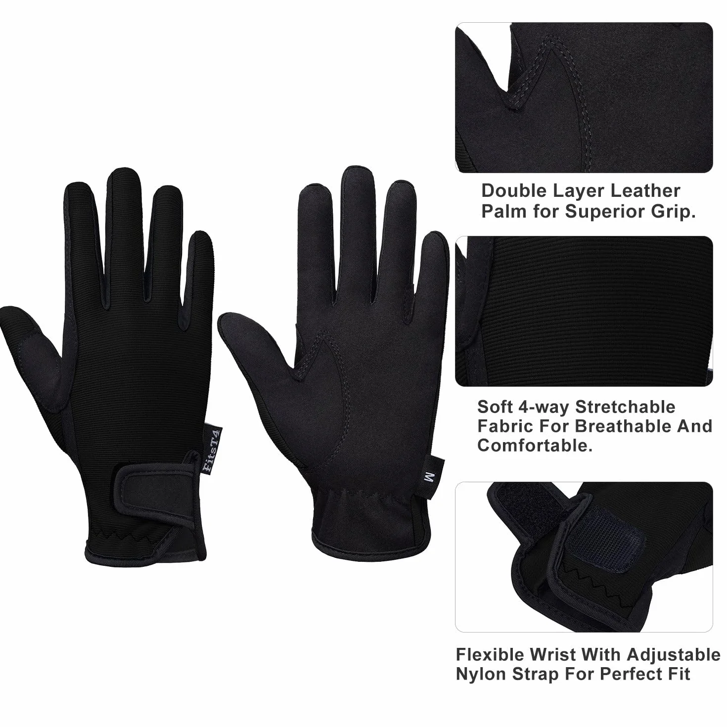 FitsT4 Grip Guanti da equitazione per bambini 5-14 anni 3 colori