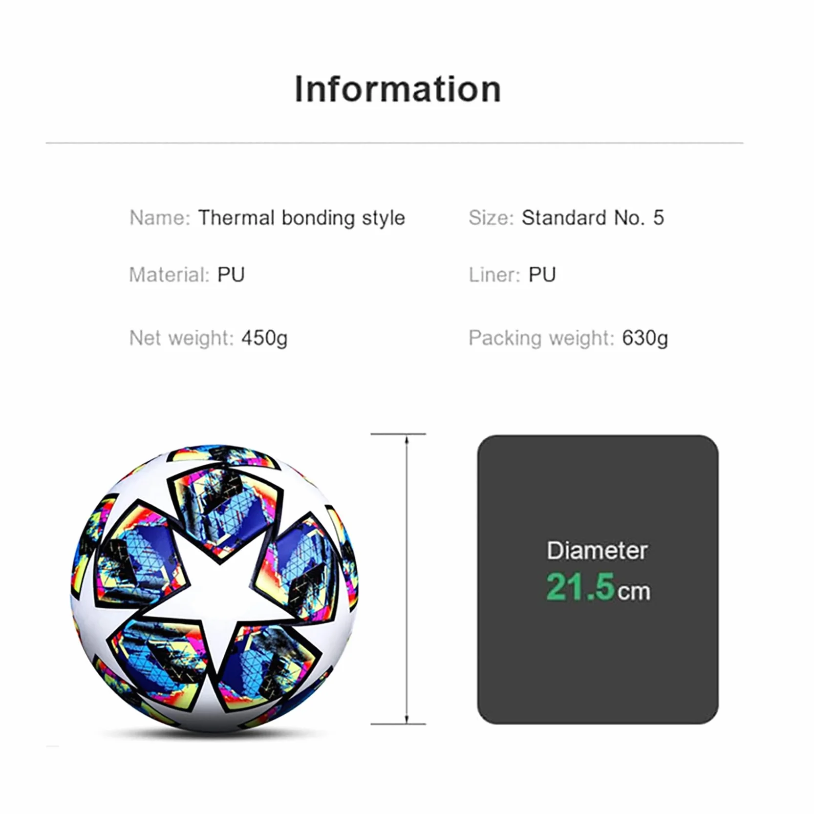 Pallone da Calcio - Regalo di Compleanno per Tifosi e Amanti del Calcio - Misura Regolare N. 5 - Adatto alla Champions League