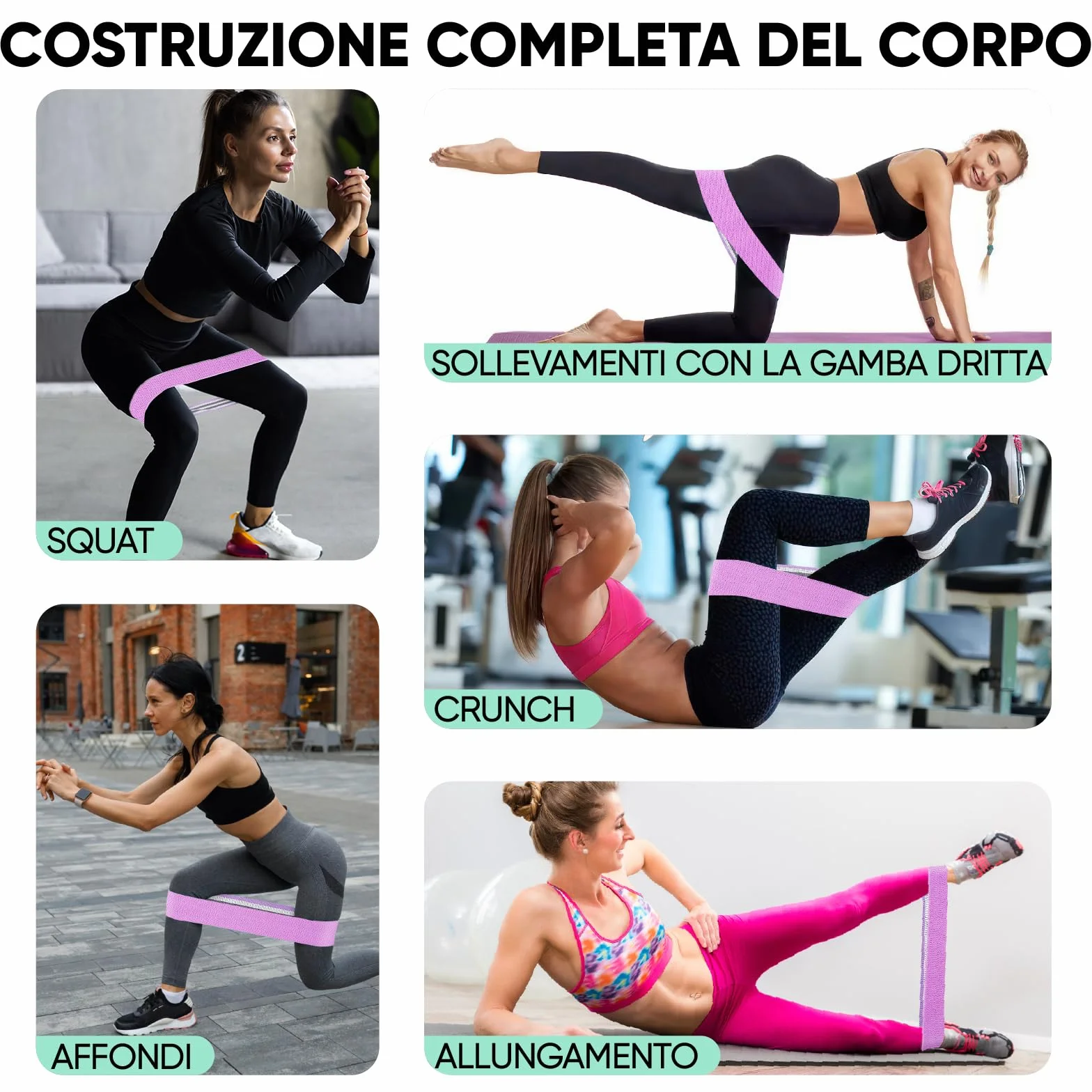 Suright Fasce Elastiche Fitness 3 Livelli Resistenza Antiscivoli per Palestra Pilates Yoga