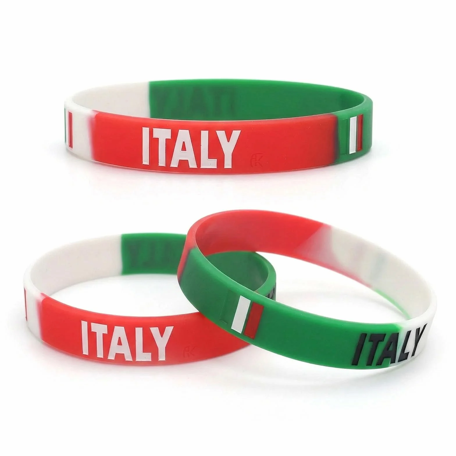 Set di 3 Braccialetti Italia in Silicone Blu, Braccialetto Nazionale Italiana per Tifosi di Calcio e Sport, Circonferenza 20cm, Accessori Unisex per Partite ed Eventi