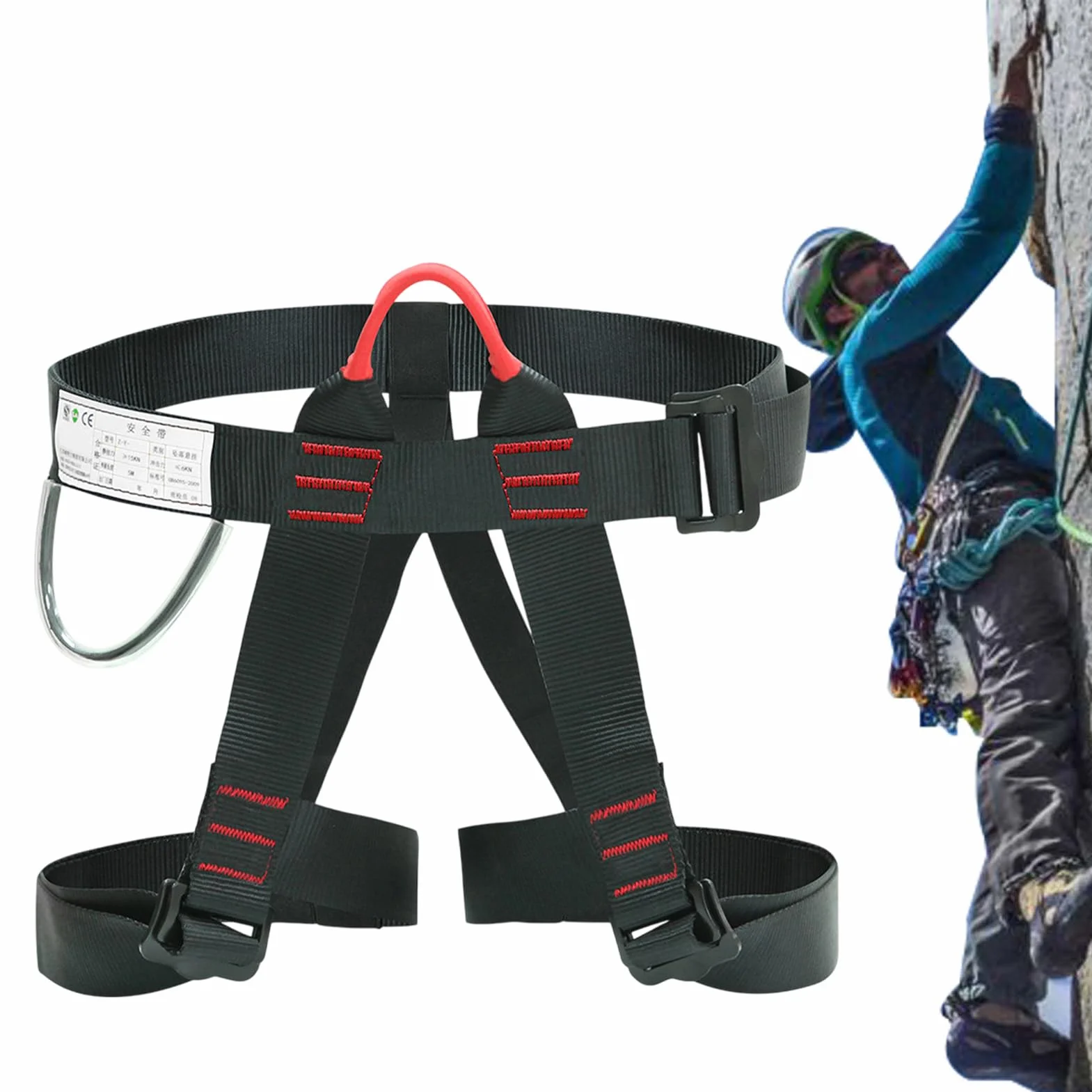 Imbracatura di sicurezza regolabile metà corpo 15 KN girovita 70-120 cm acciaio legato poliestere