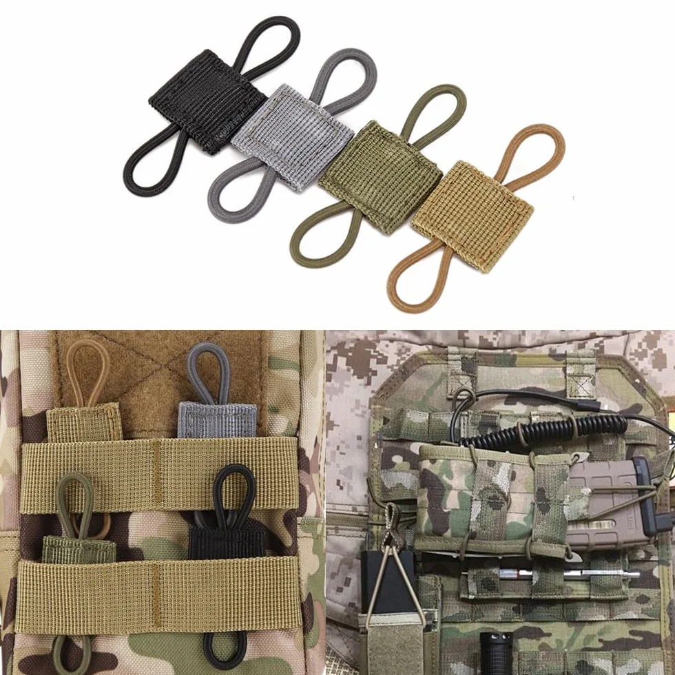 Tattico Molle Retainer Fitting 16 pezzi, fettuccia tattica, portachiavi all'aperto (4 colori)