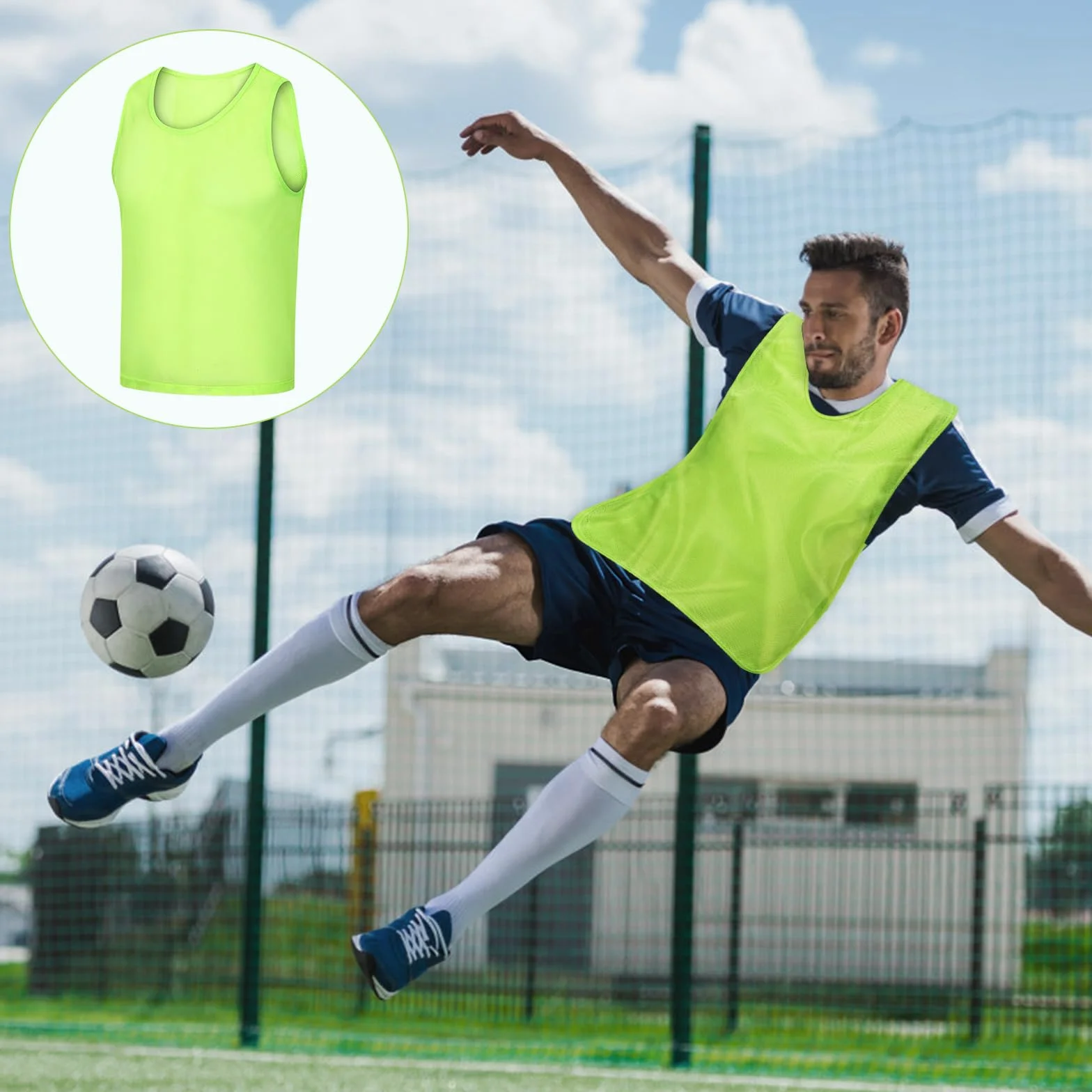 Casacche da Calcio Pettorine Adulti 6 Pezzi, Gilet Allenamento Squadre Nylon Mesh