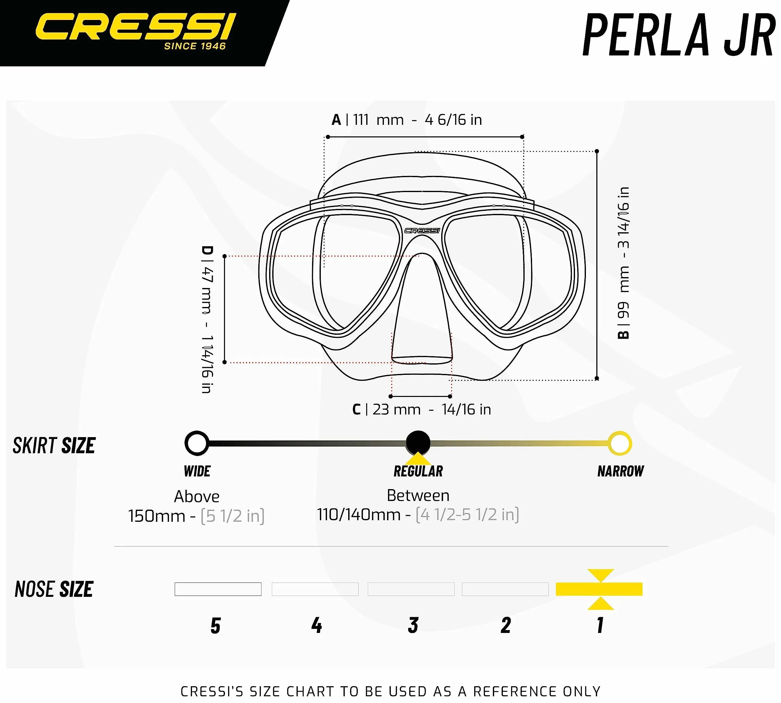 Cressi Perla Jr Snorkeling & Apnea Maschera o Combo Set Maschera Perla Jr Snorkel Minigringo