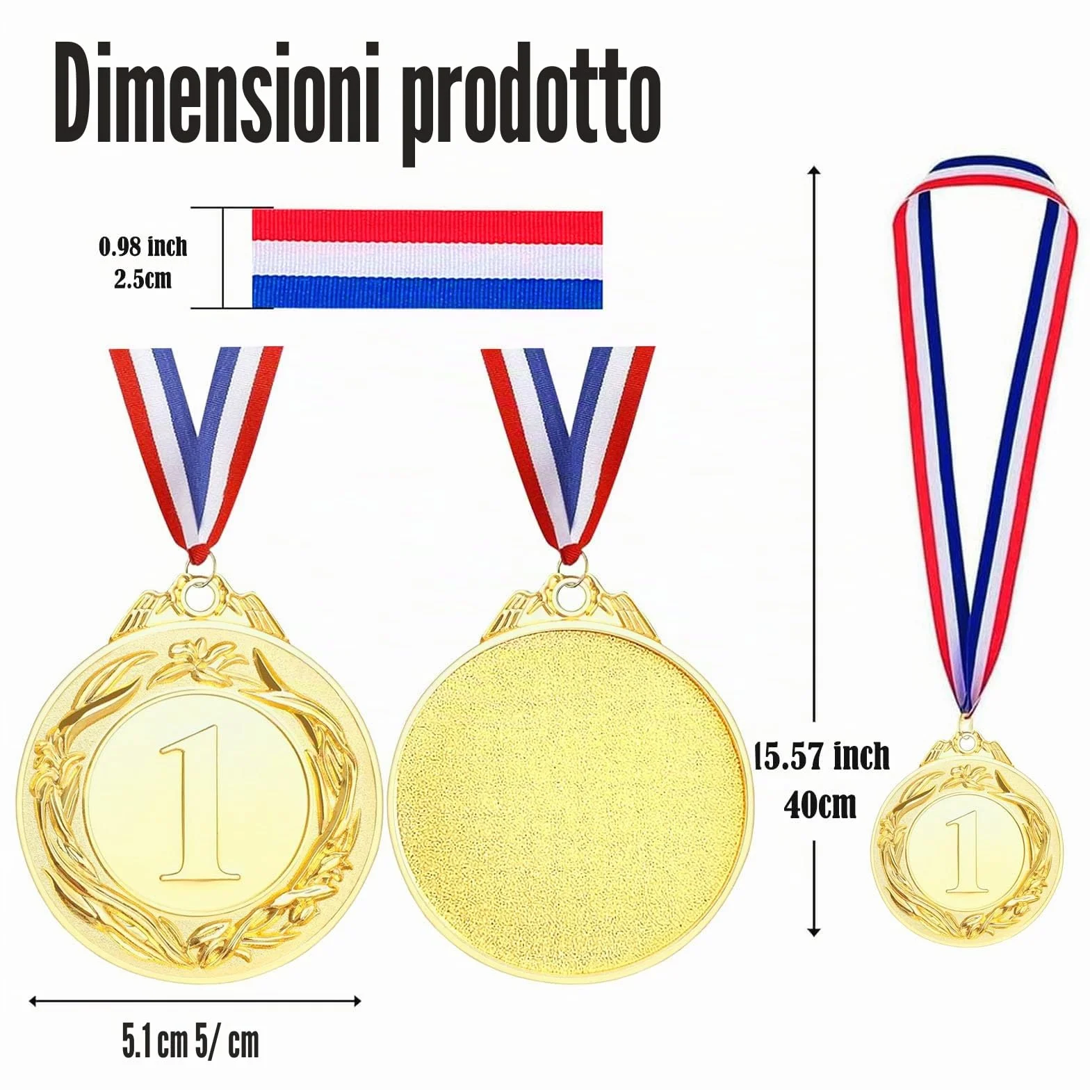 Medaglie di Premio Oro Argento Bronzo con Nastri Diametro 5,0 cm per Sport Concorsi