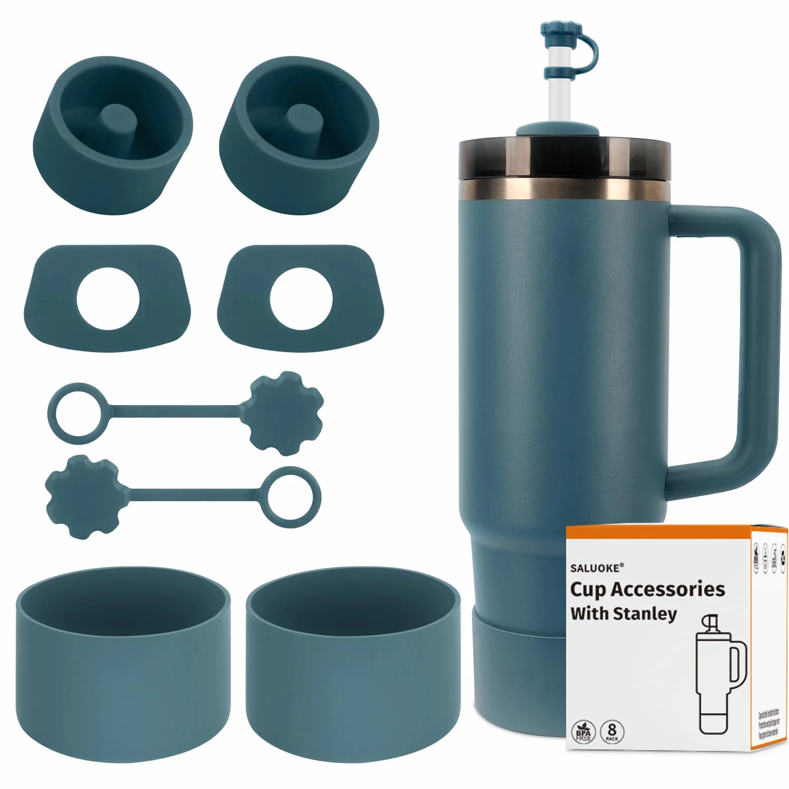 Stanley Cup 2.0 1,2 l e 850 ml tappi copertura cannuccia tappi quadrati tappi rotondi stivali silicone Blue Spruce