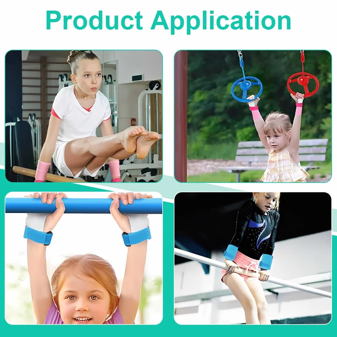 Set di Polsini Sportivi 2 Pezzi per Ginnastica Artistica Bambina, Trazioni, Bodybuilding, Fitness, Guanti Cross Training, S, Rosa + Blu