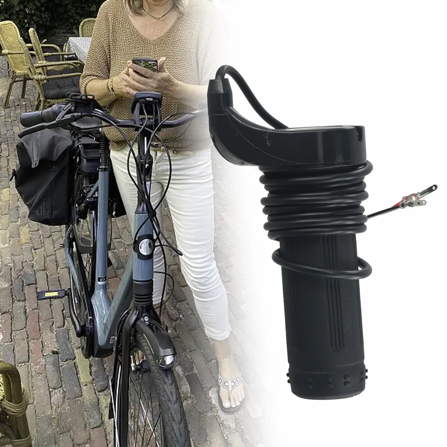 Manopola acceleratore a 3 fili 24 V 36 V 48 V per biciclette elettriche e scooter, montaggio lato destro, manubri 7/8"