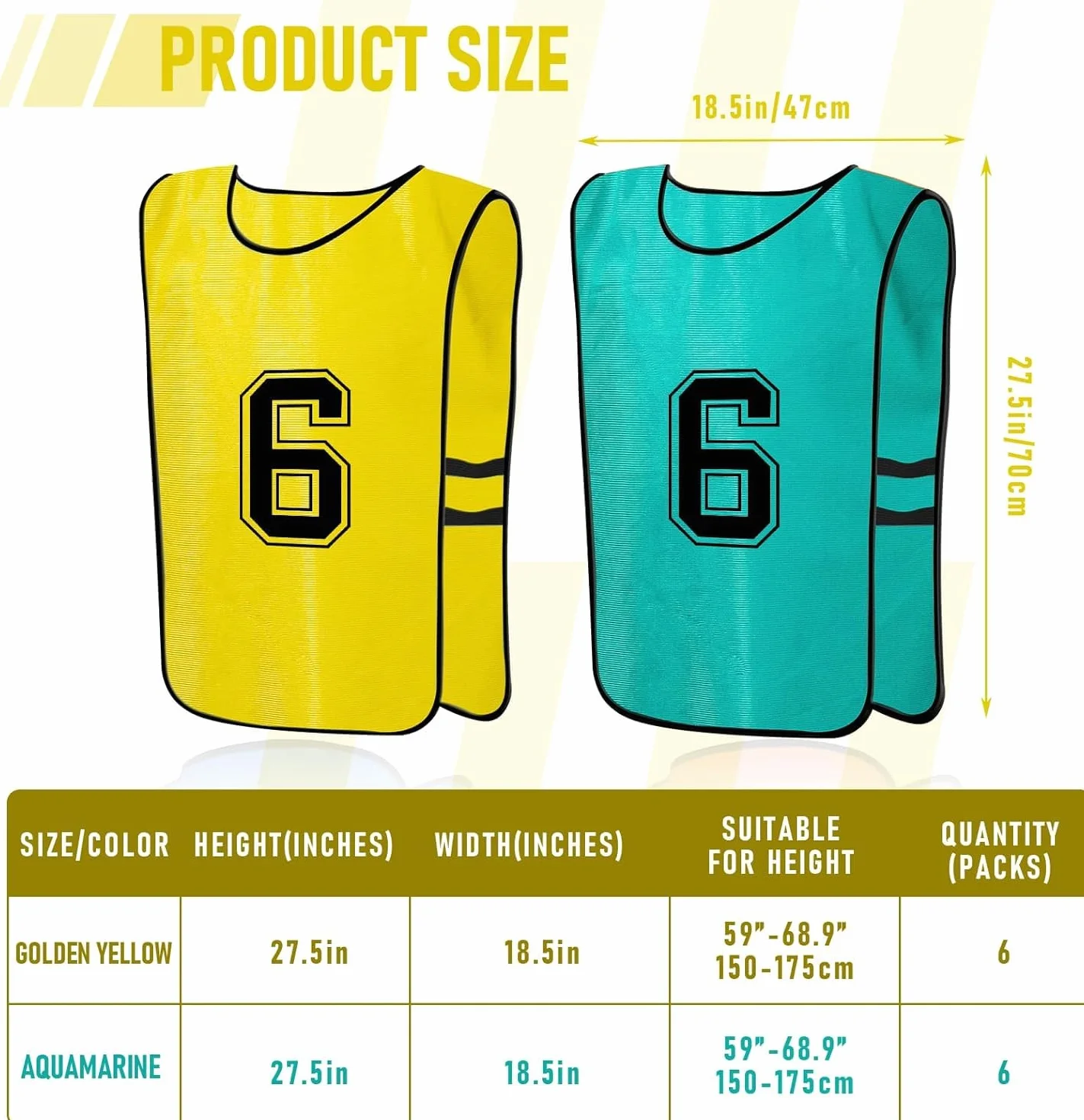 Scrimmage Vest Calcio Pinnies Training Maglie 24 Pezzi Adulti Basket Pallavolo Giallo Verde 47x70cm