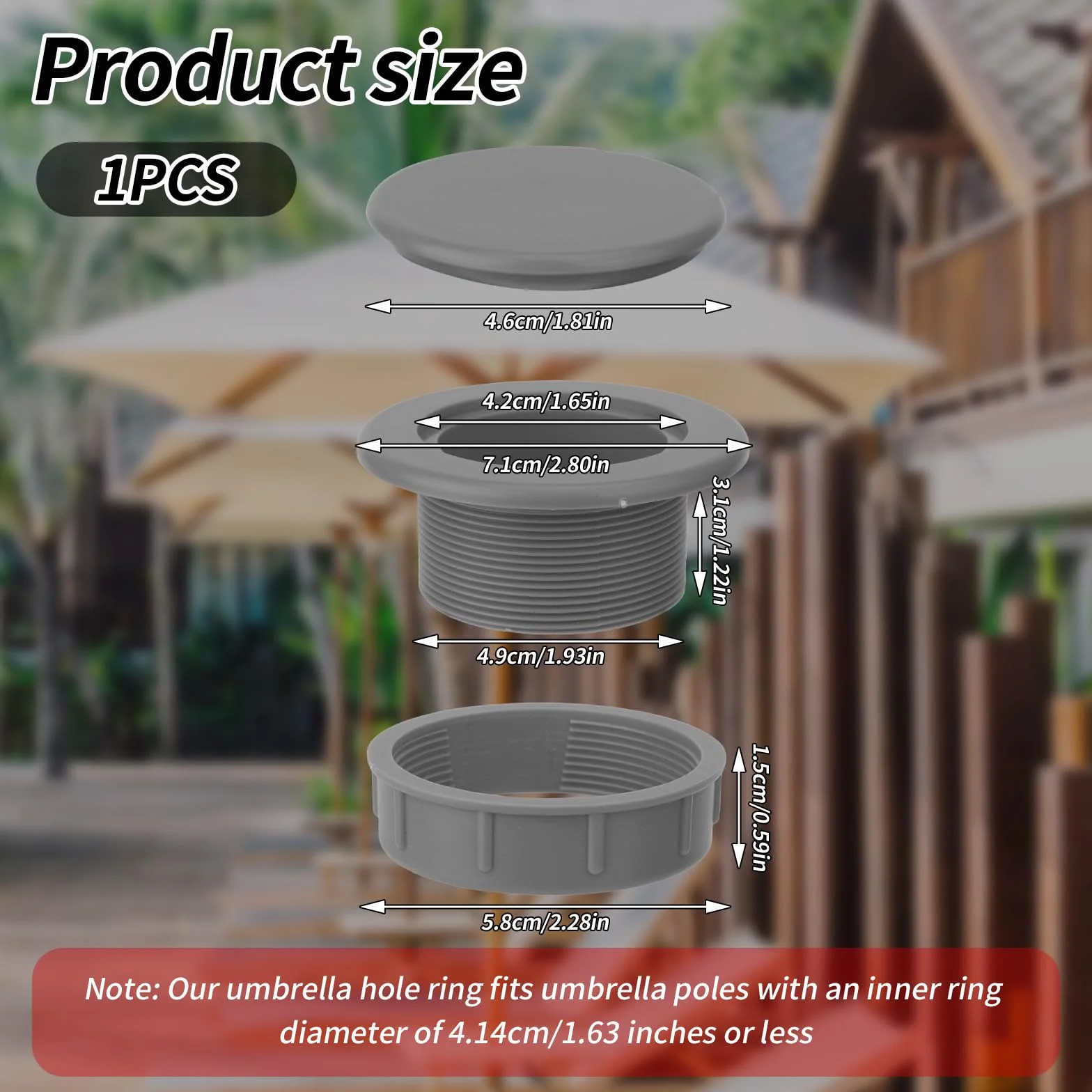 Set di Tappi e Inserti Coprifori per Ombrelloni in Plastica ABS per Tavoli da Giardino (Grigio)