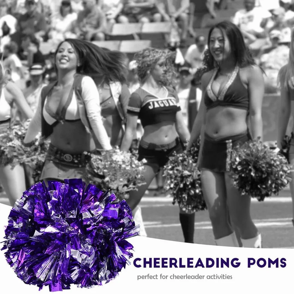 Pompon Aerobici Leggeri e Resistenti Argento e Viola per Danza Sportiva