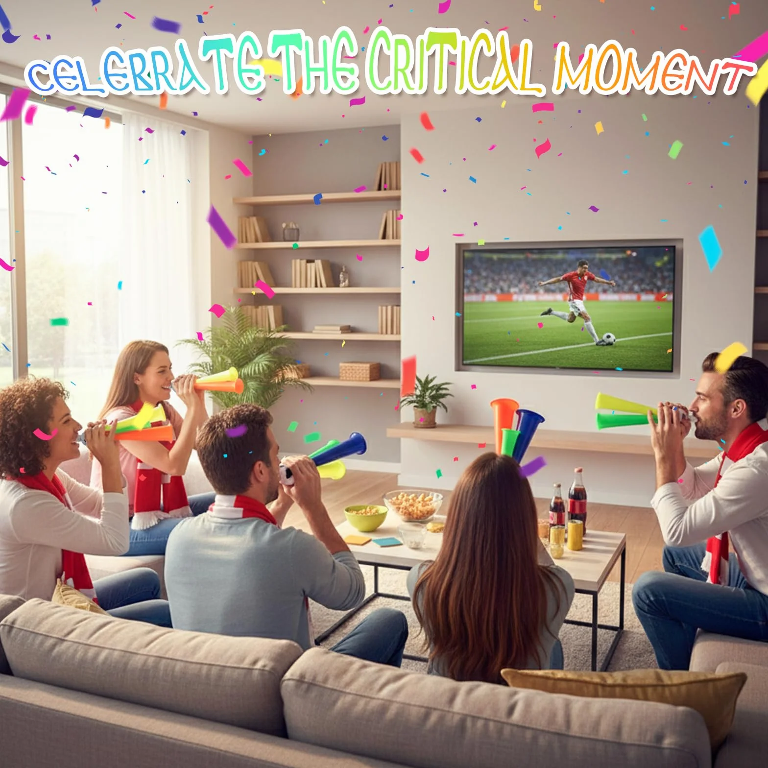 OHAANYY Set di 3 Vuvuzela Professionali per Tifosi, 3 Misure (S/M/L) con Corda, Plastica, per Adulti