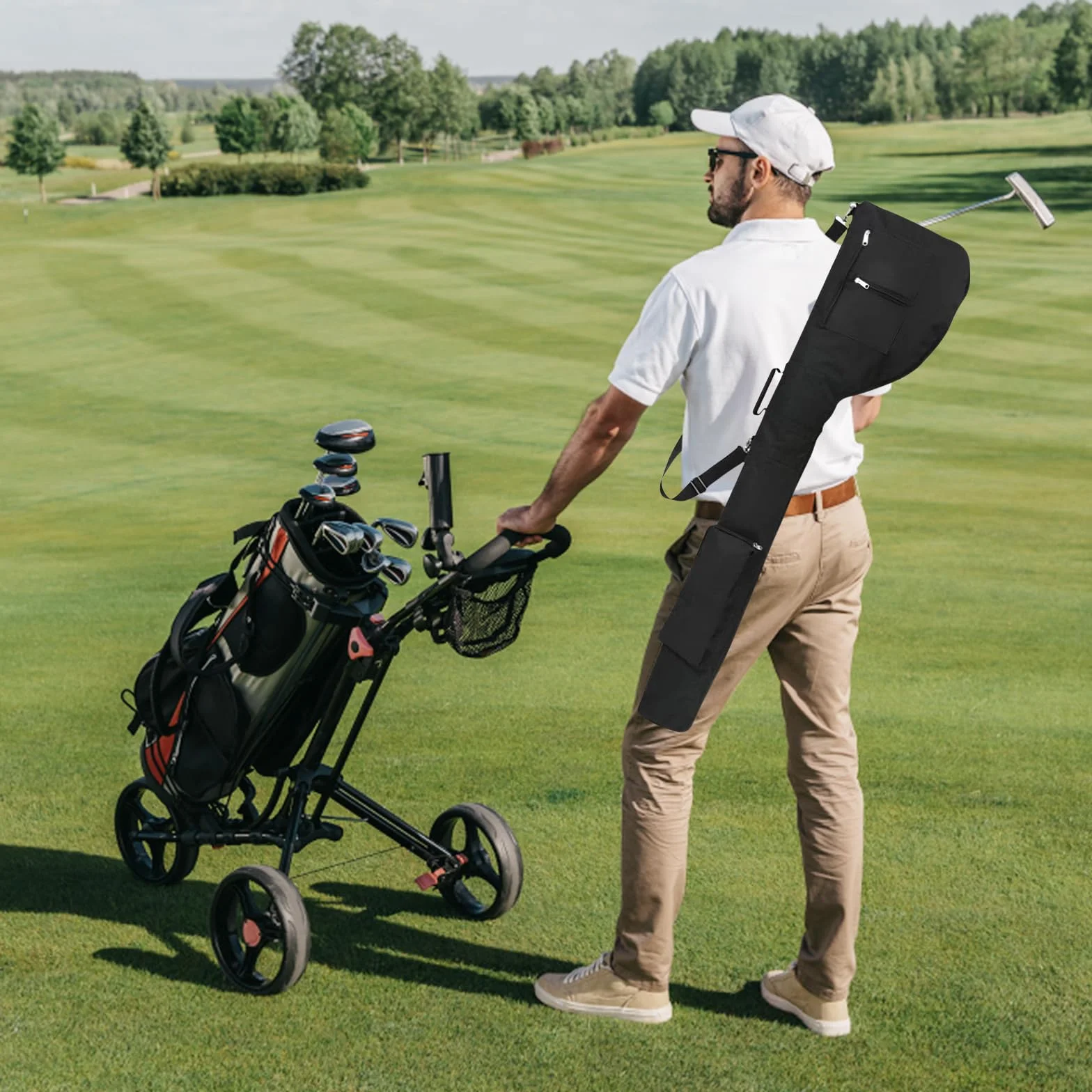 Borsa da viaggio piccola e leggera per mazze da golf, portatile, pieghevole e da trasporto, capacità da 8 a 10 bastoncini