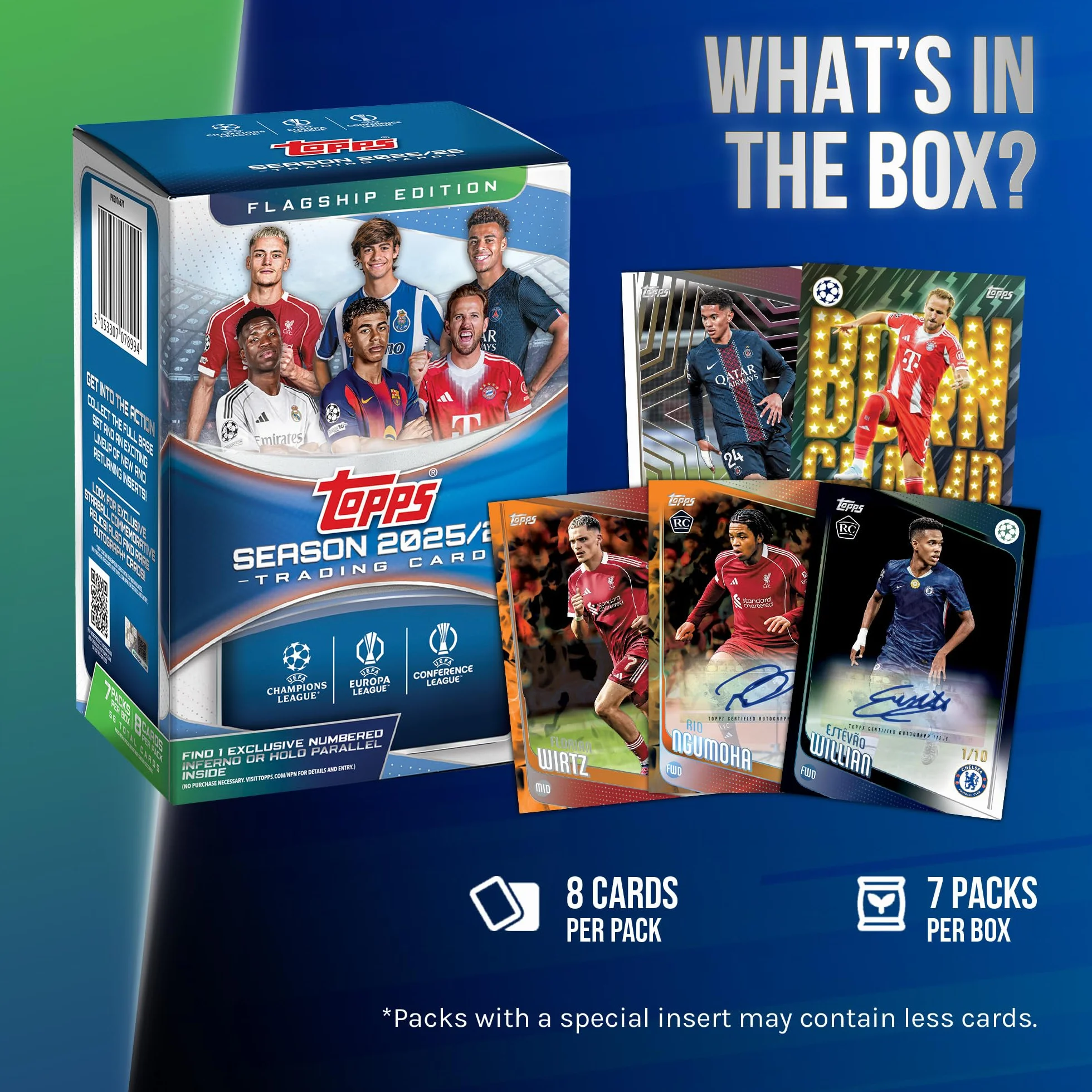 Topps UEFA Club Competitions Soccer 2025-26 - Pallone da calcio sigillato in fabbrica