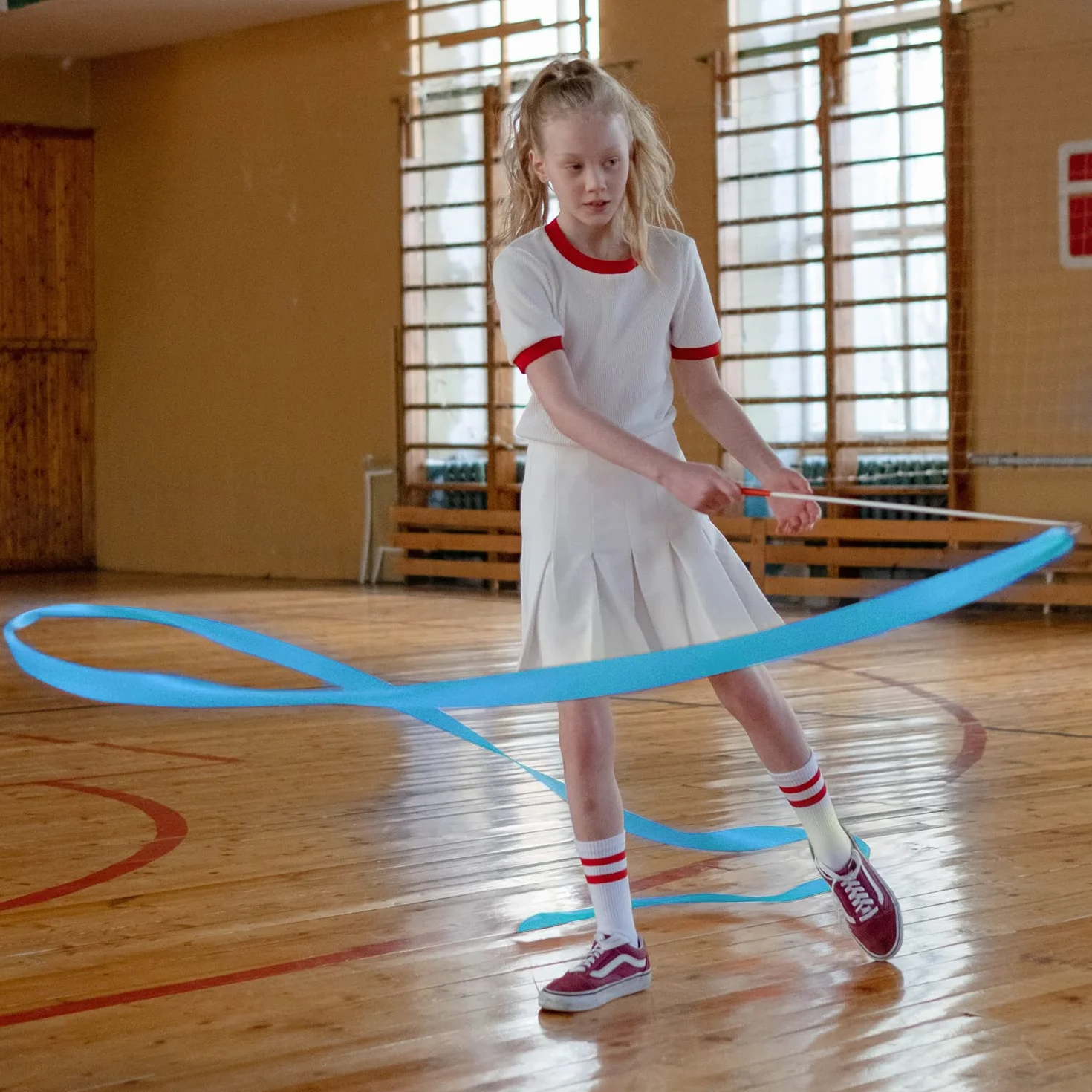 KINBOM 2 pezzi Nastri da Ballo 2 m Nastro da Ginnastica Ritmica con Bacchetta per Ballerino