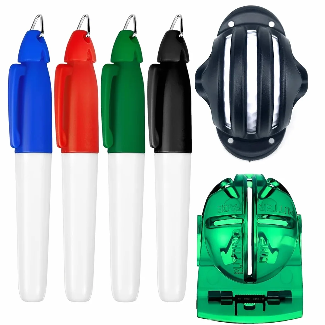 GXGM 6 Pezzi Palline da Golf Set di Allineamento per Golf con Pennarelli, Guide Massime, Sagoma, Accessori per la Marcatura delle Palline