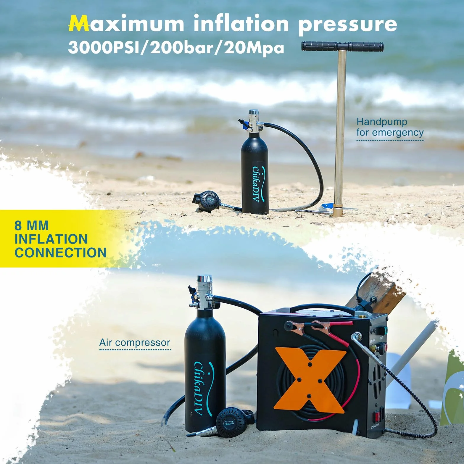 Bombola Ossigeno Alluminio Aeronautico C400 Mini Subacquea Portatile 15-20 Min Snorkeling