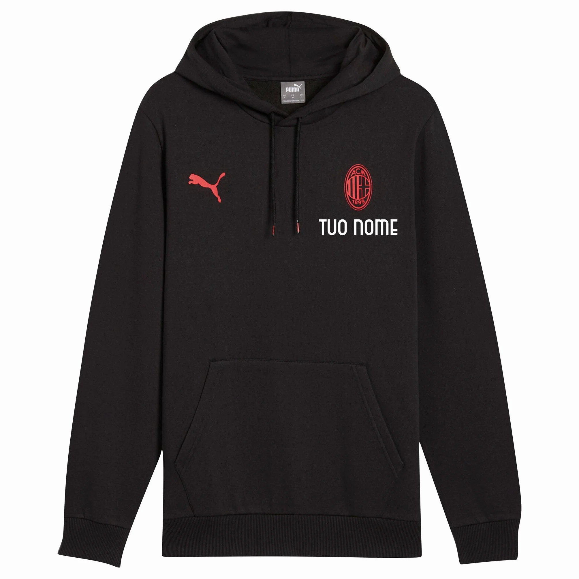 PUMA Felpa Milan Cappuccio Rappresentanza Ufficiale Nera Adulto Bambino Personalizzabile
