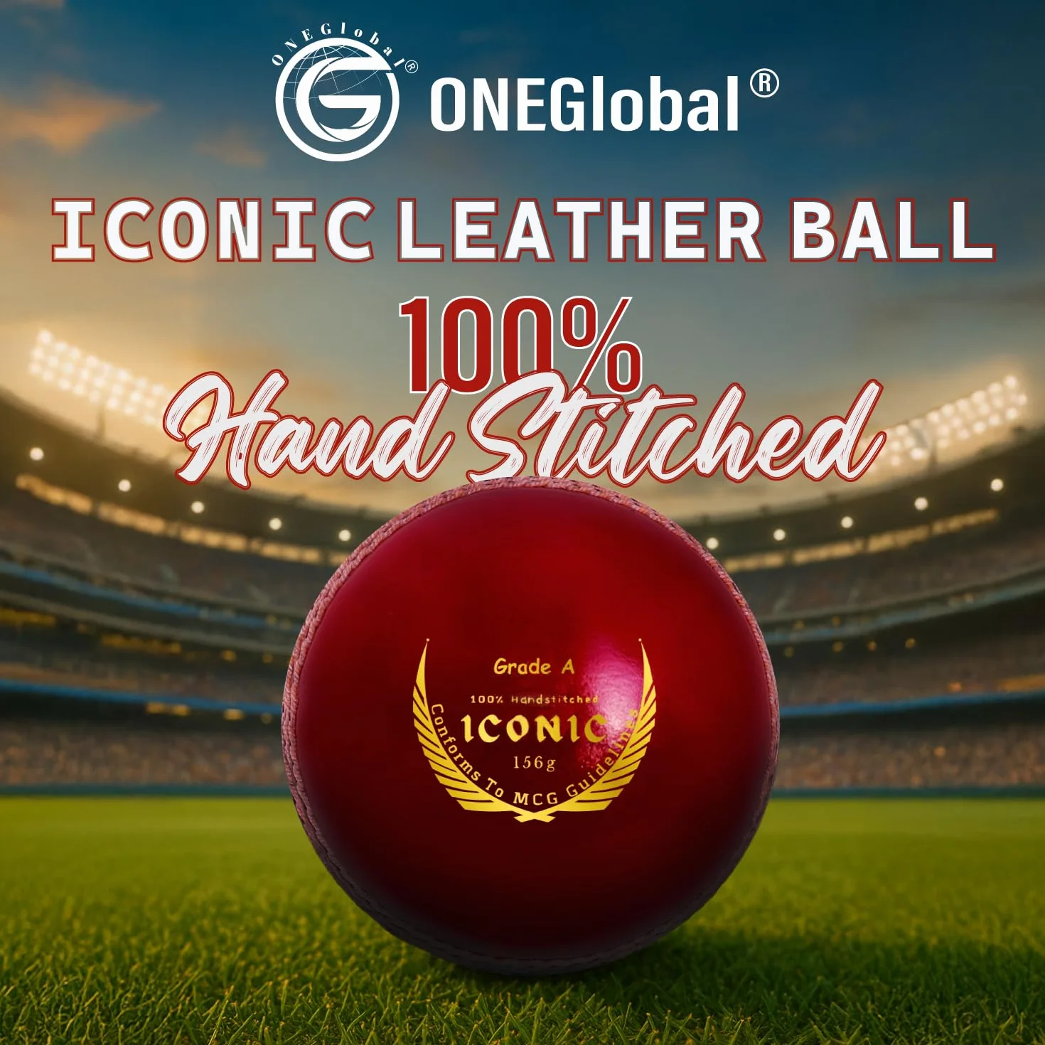Iconica palla da cricket in pelle 100% cucita a mano 156 g impermeabile 4 pezzi