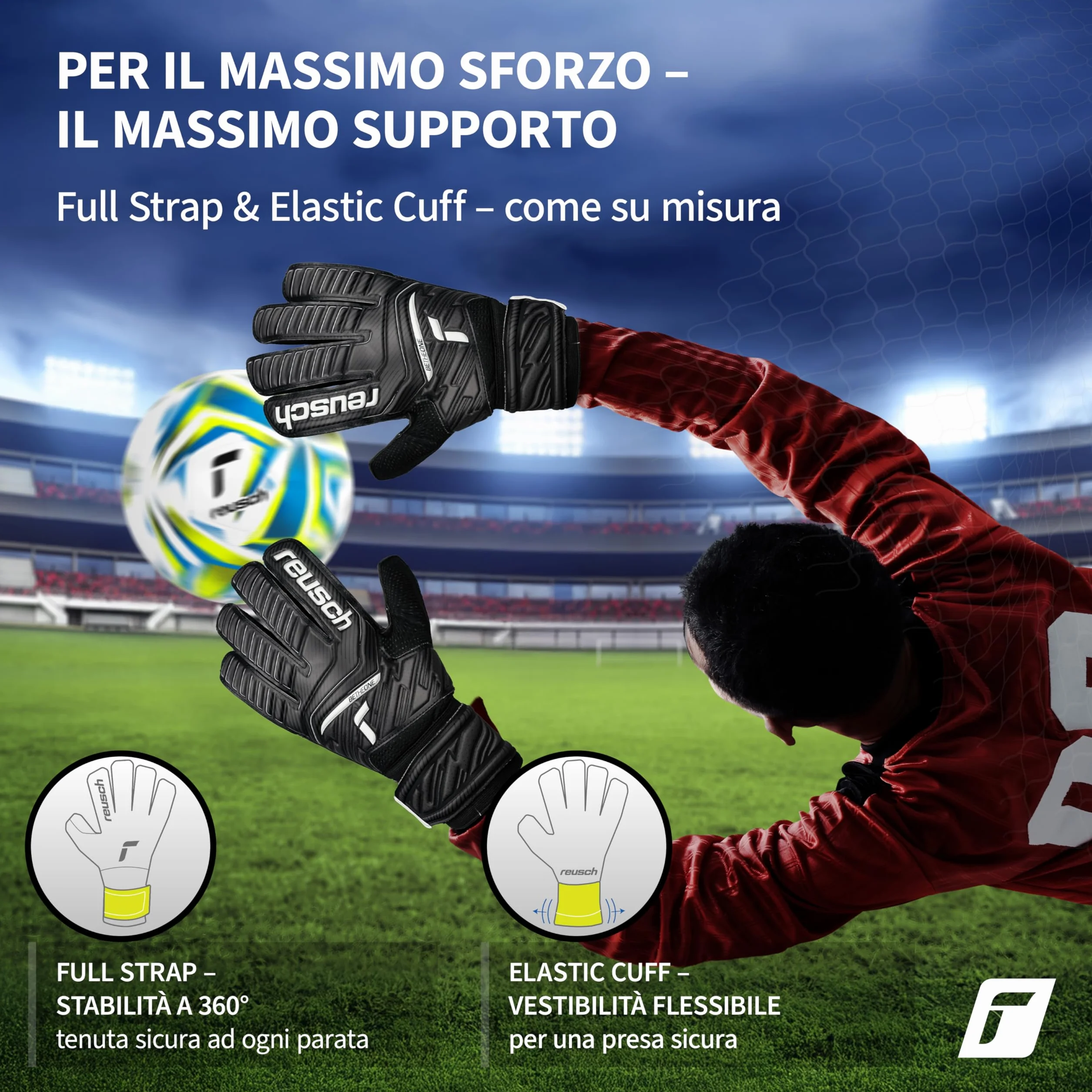Reusch Attrakt Solid Guanti da Portiere Lattice Sintetico Full Strap Elastic Cuff